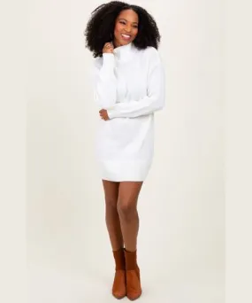 PinkBlush Ivory Turtle Neck Mini Sweater Dress