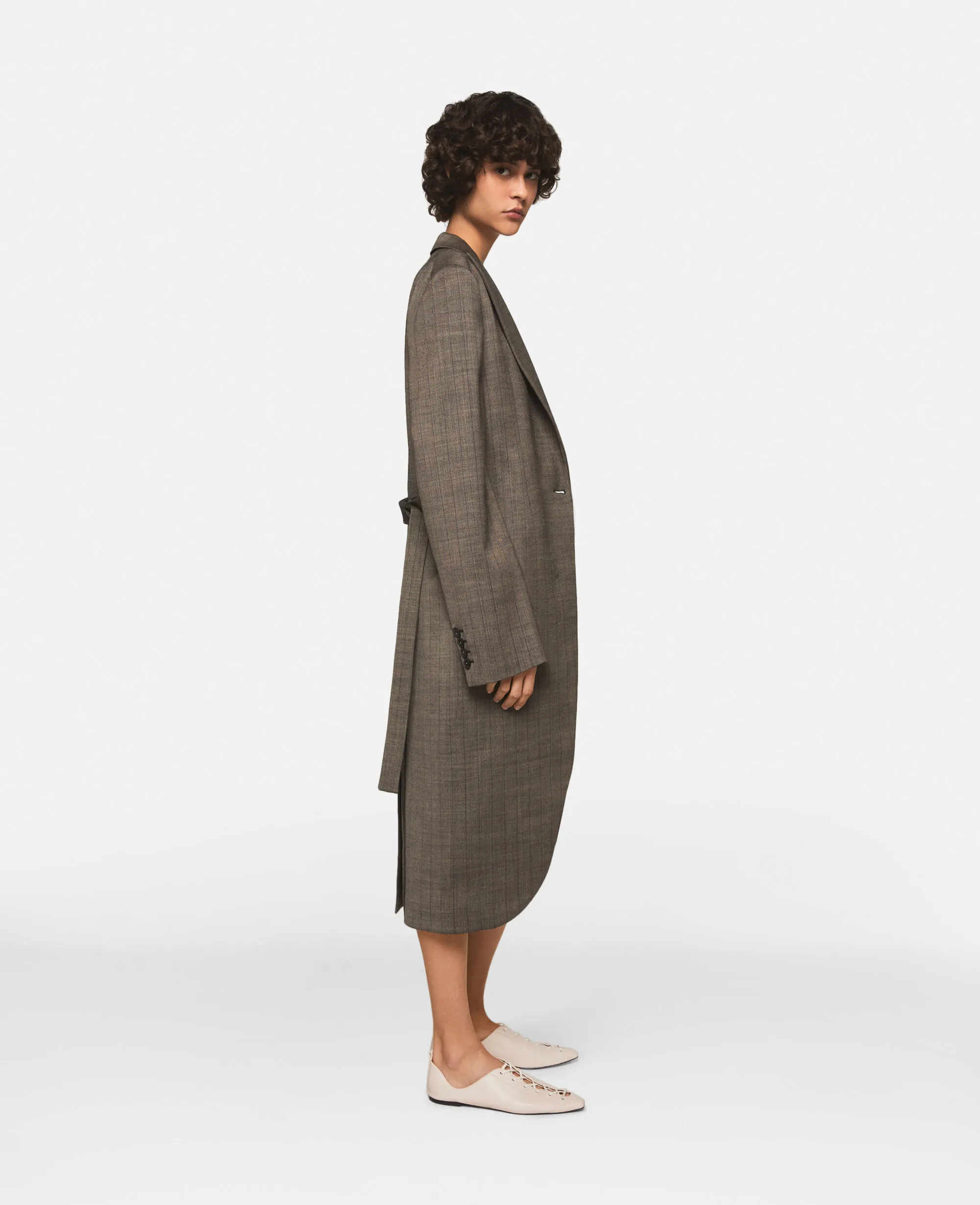 Pinstripe Wool Coat 