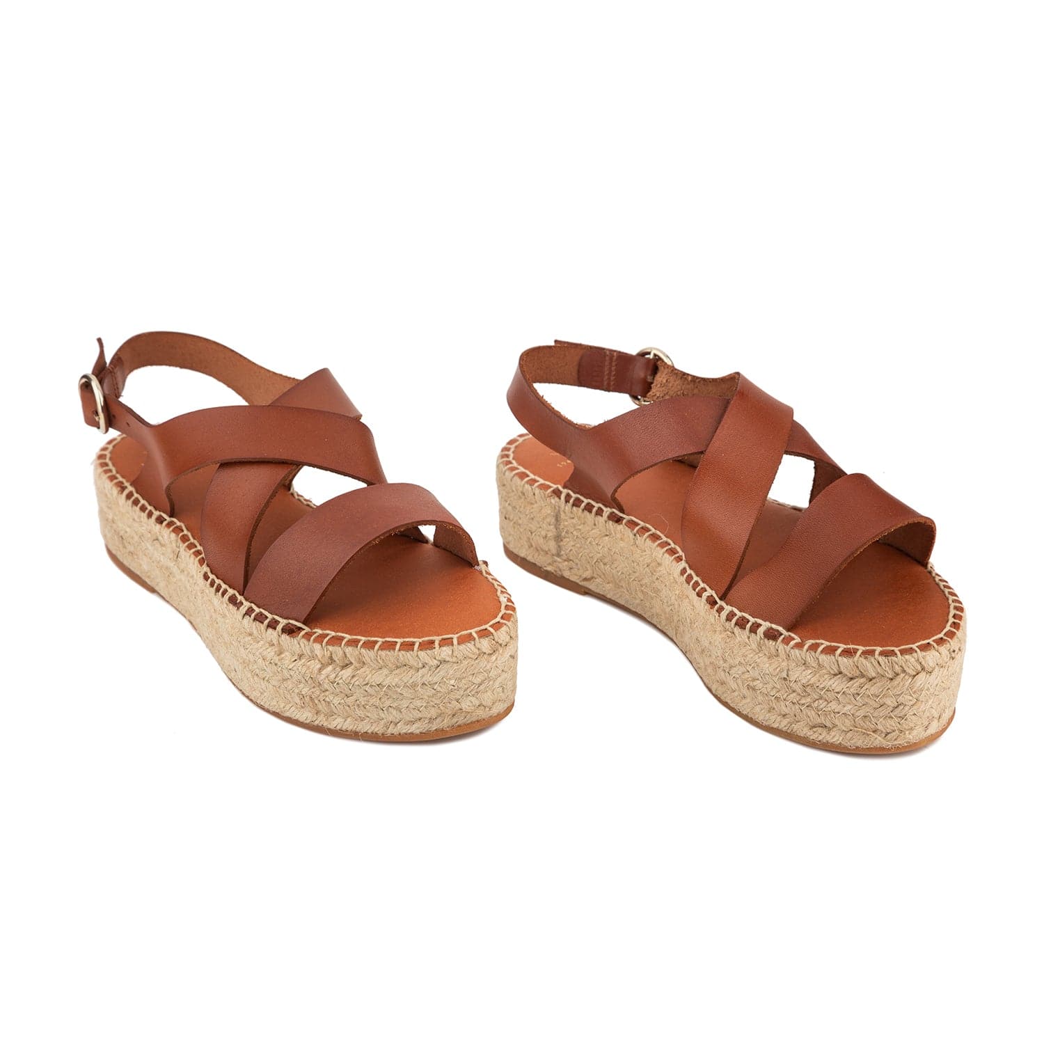 Plain Leather Platform Espadrille for Women - Amer