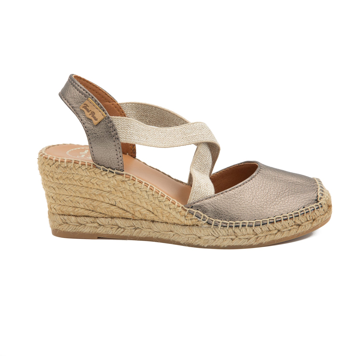 Plain Leather Wedge Espadrille for Women - Saba-P