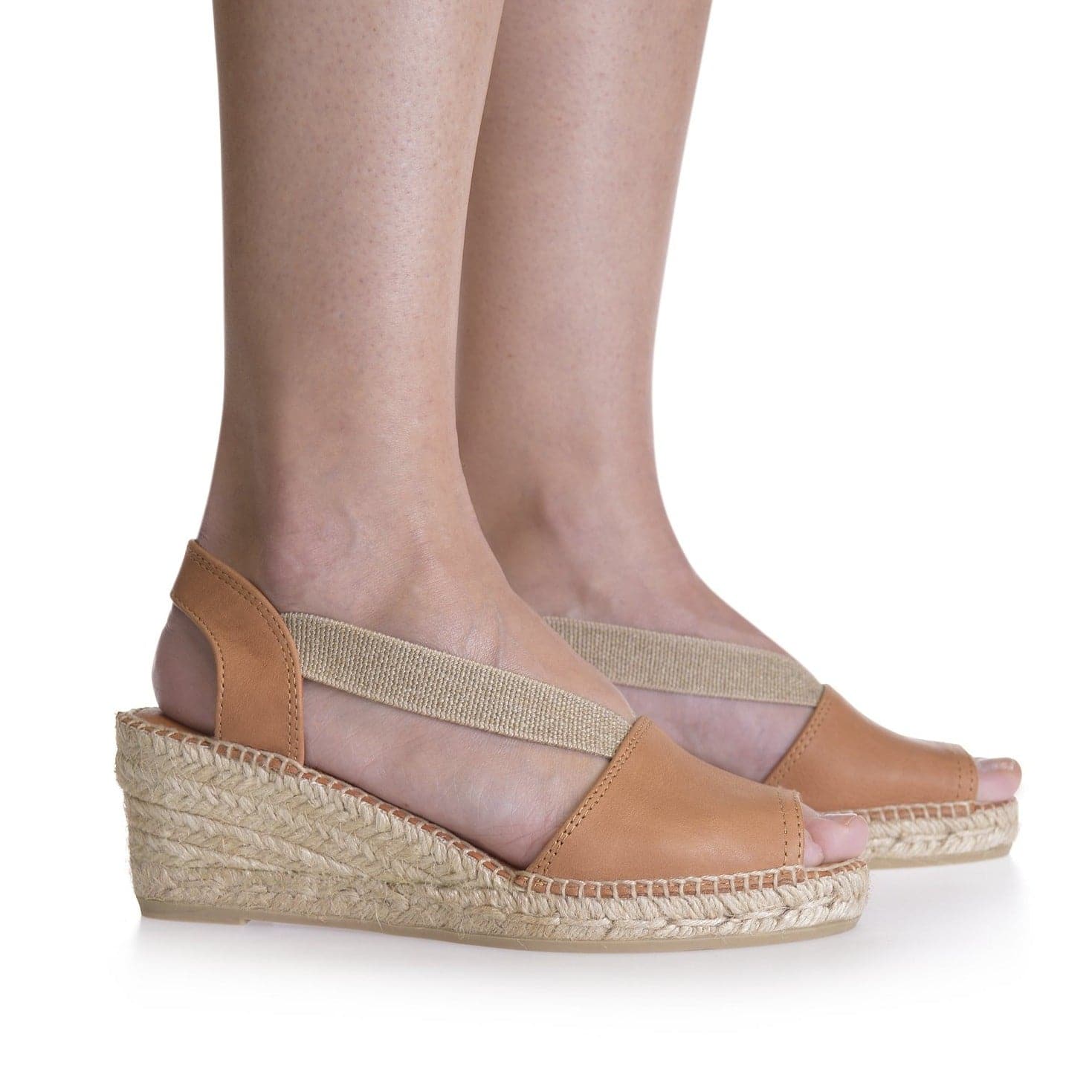 Plain Leather Wedge Espadrille for Women - Teide-P