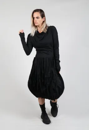 Pleated Skirt Dress in Black