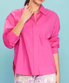 Poplin Button Down Shirt - Flamingo