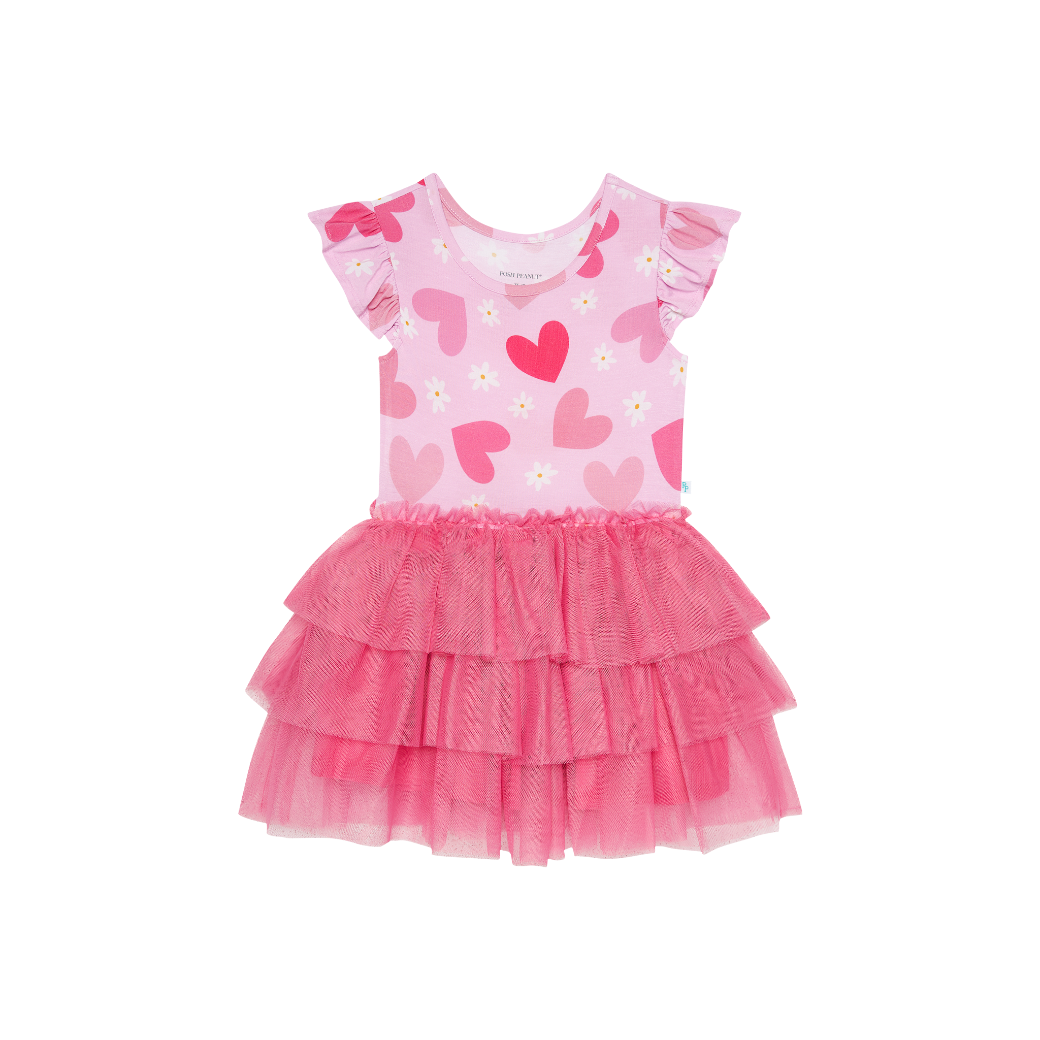 Posh Peanut Daisy Love Ruffled Cap Sleeve Tulle Dress