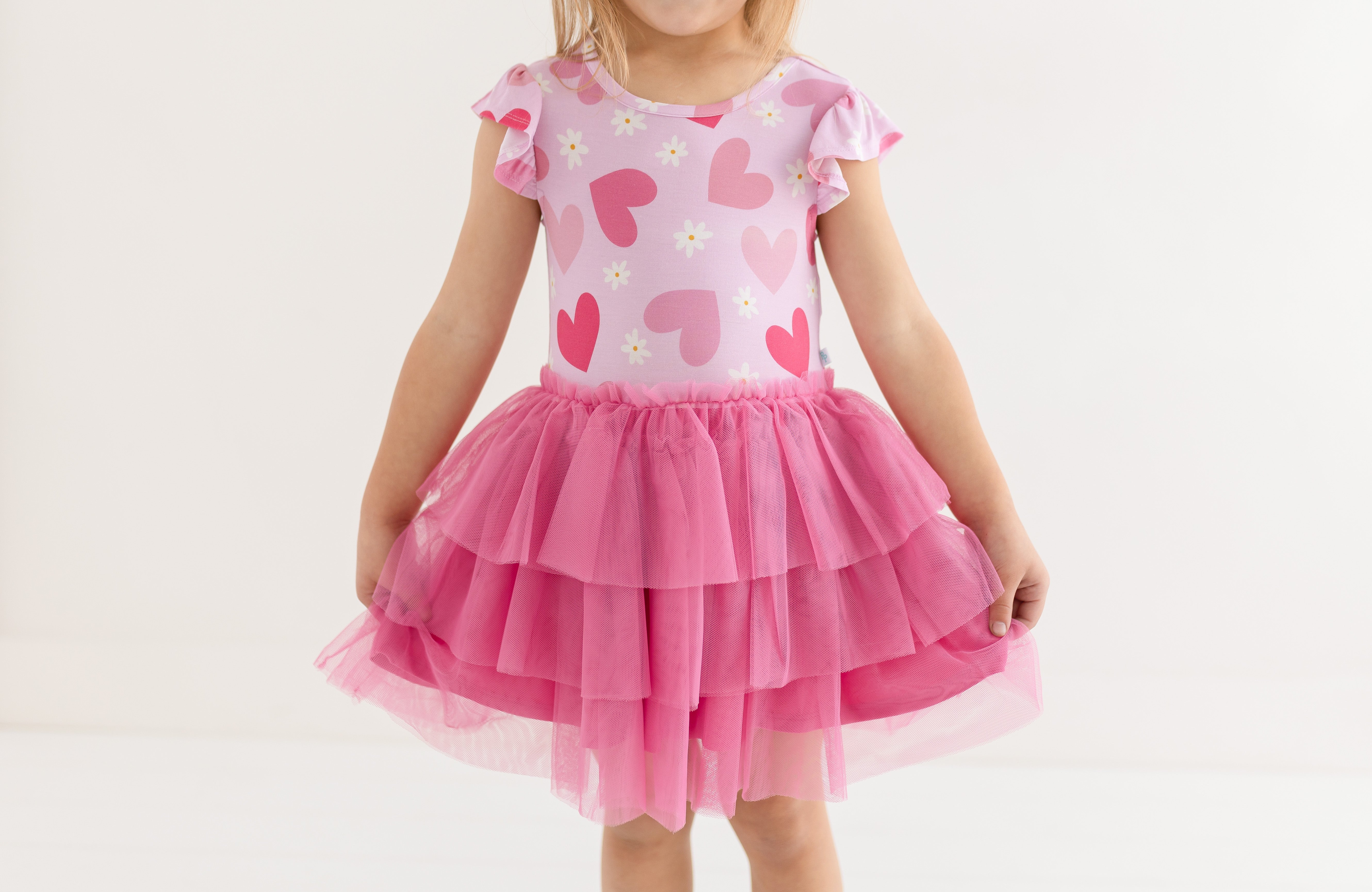 Posh Peanut Daisy Love Ruffled Cap Sleeve Tulle Dress