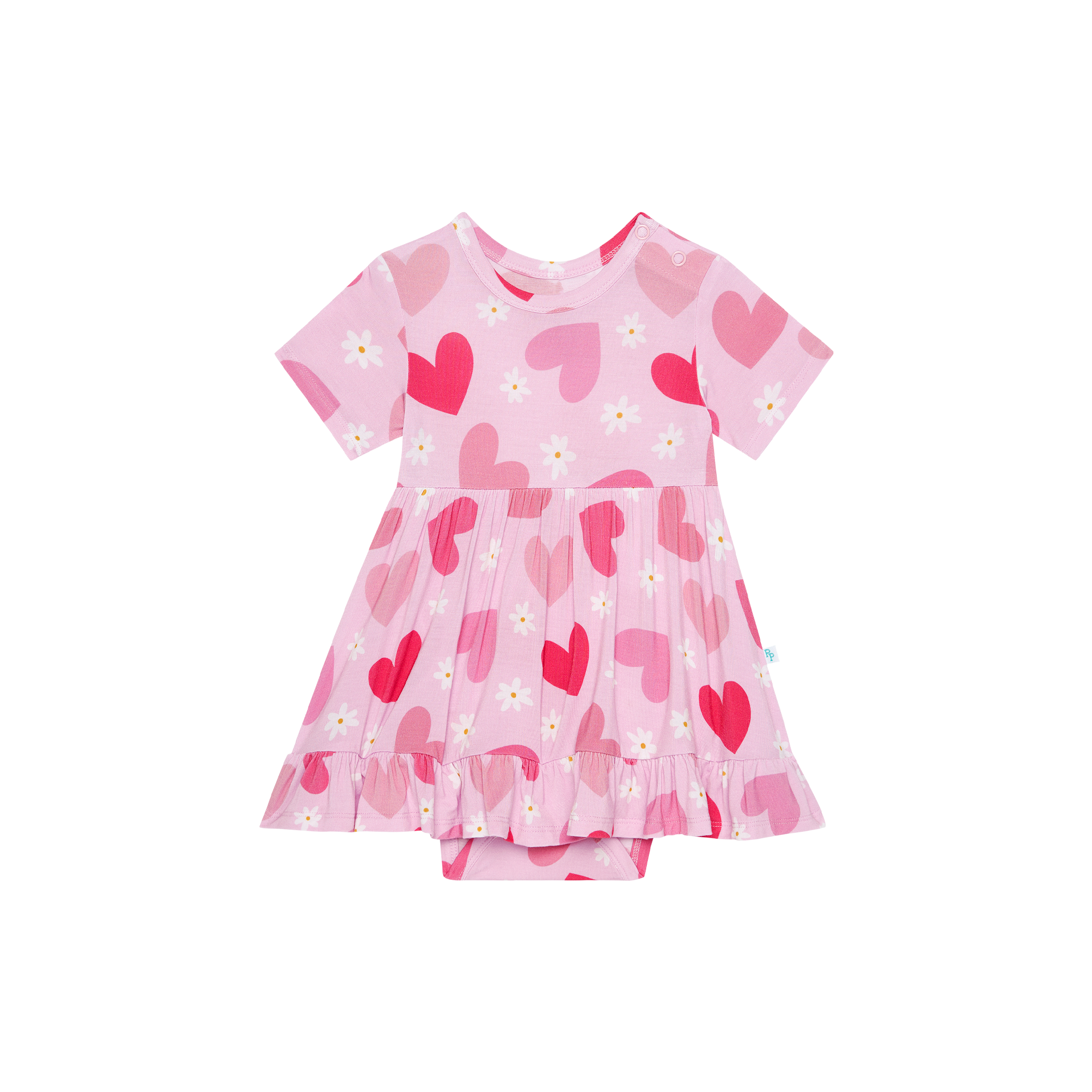 Posh Peanut Daisy Love Short Sleeve Ruffled Bodysuit Dress