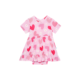 Posh Peanut Daisy Love Short Sleeve Ruffled Bodysuit Dress