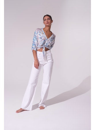 Poupette St Barth - Shirt Azia - Blue White Botanique