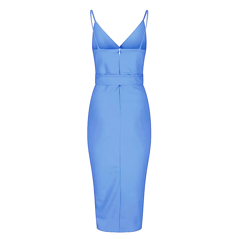 Pretty Blue Strappy Bodycon Wiggle Dress