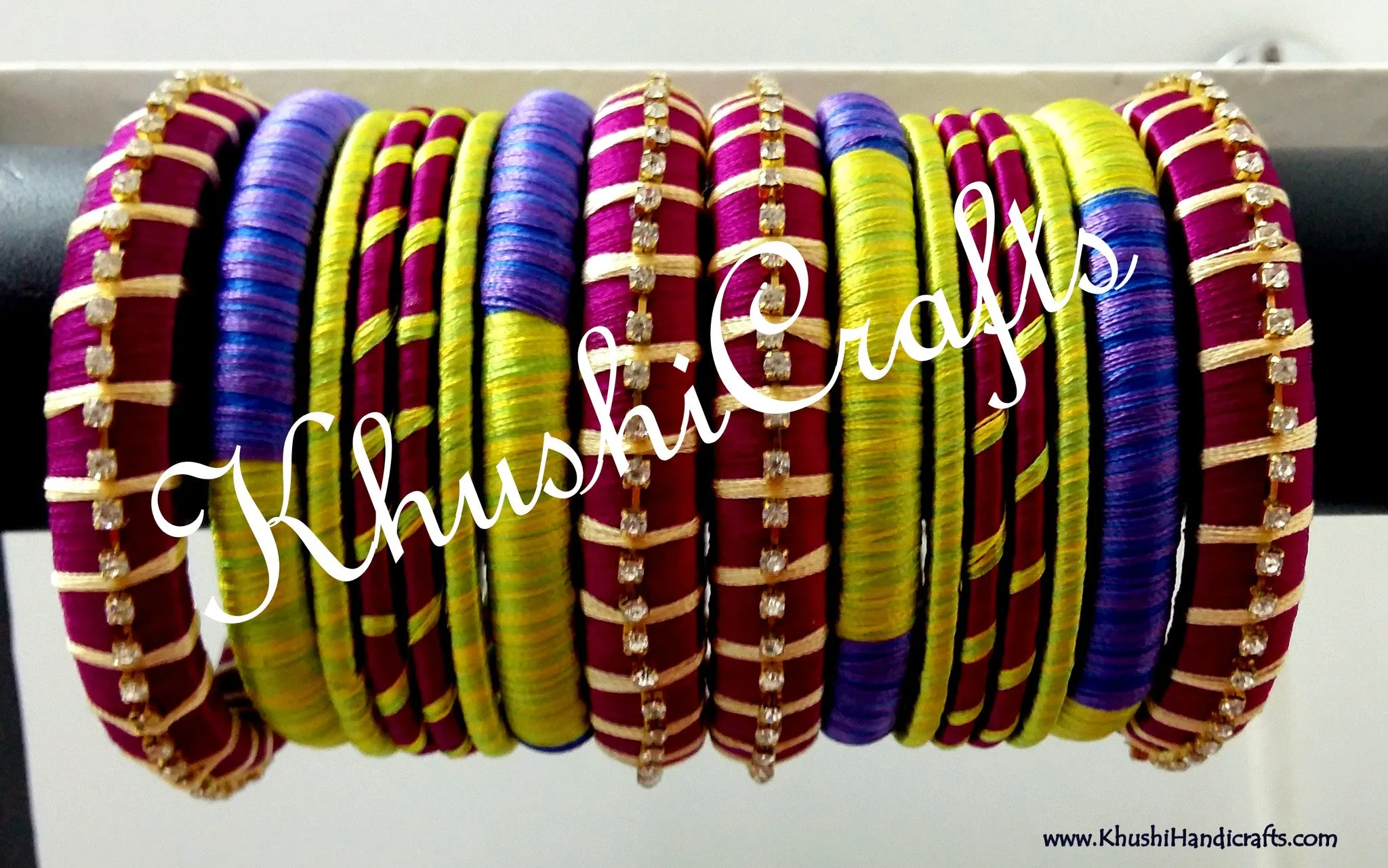 Purple Green Designer Silk Bangles