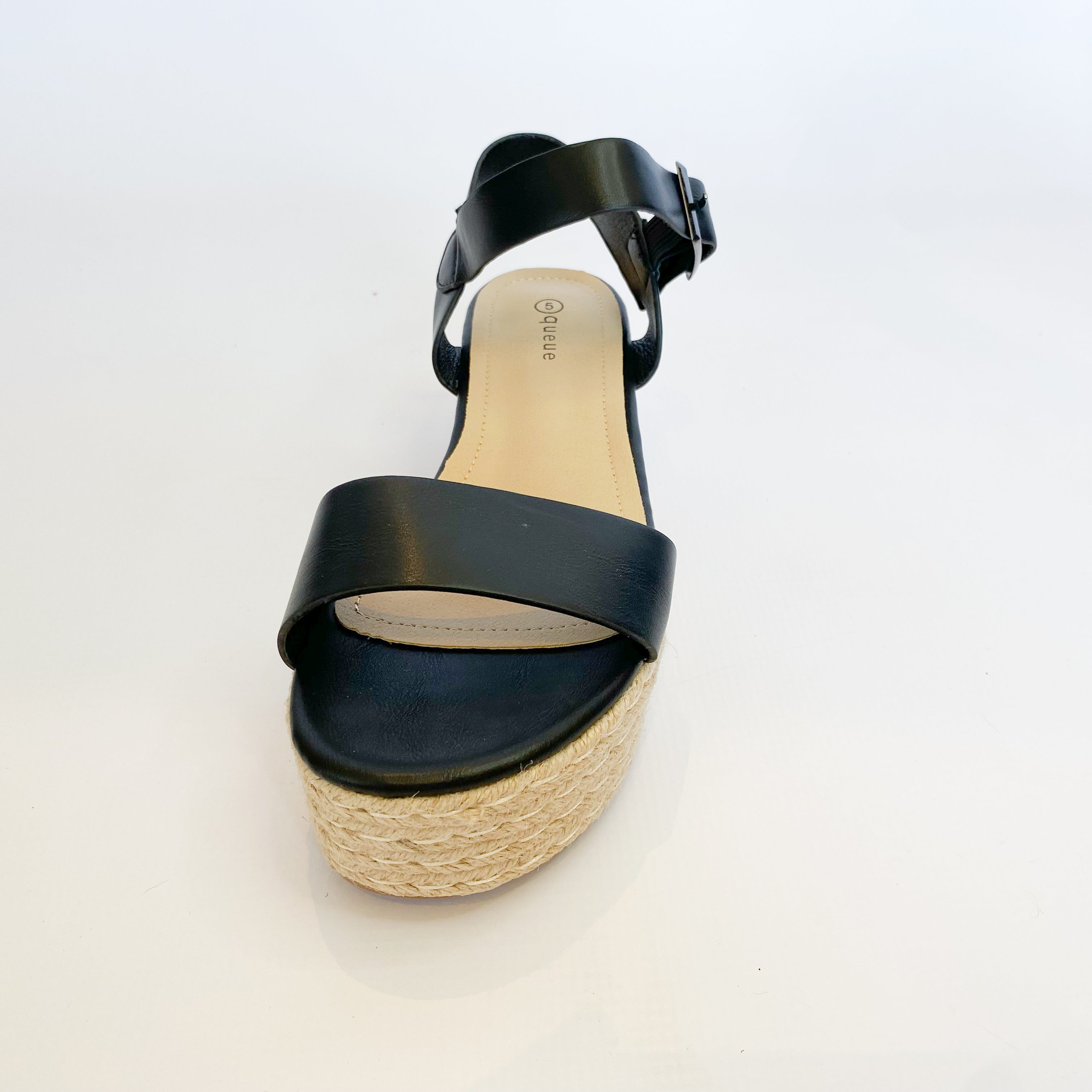 Queue black platform espadrille