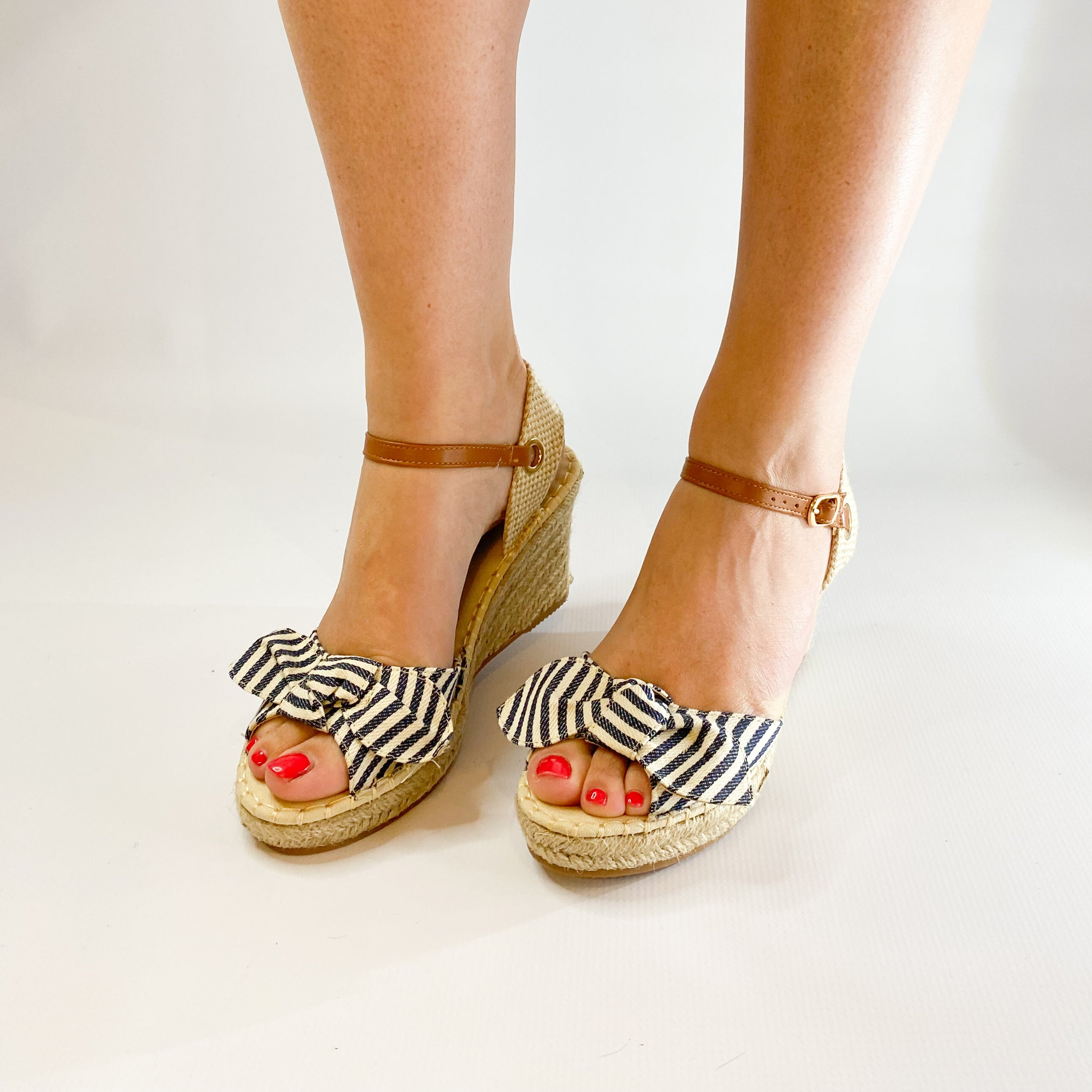 Queue espradrille striped slingback wedge