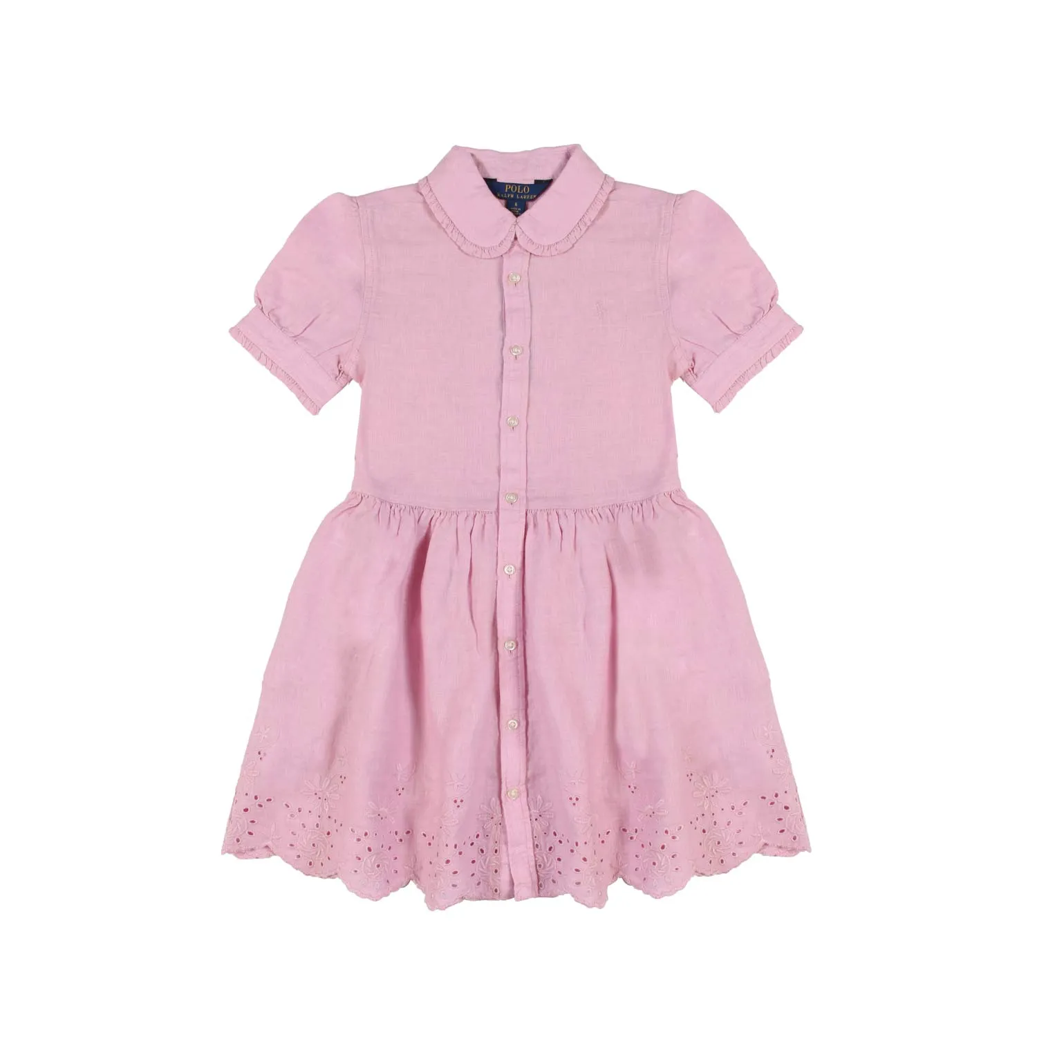 Ralph Lauren Pink Linen Chemisier Dress For Girls