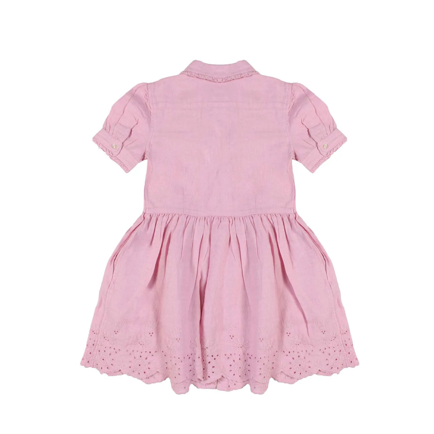 Ralph Lauren Pink Linen Chemisier Dress For Girls