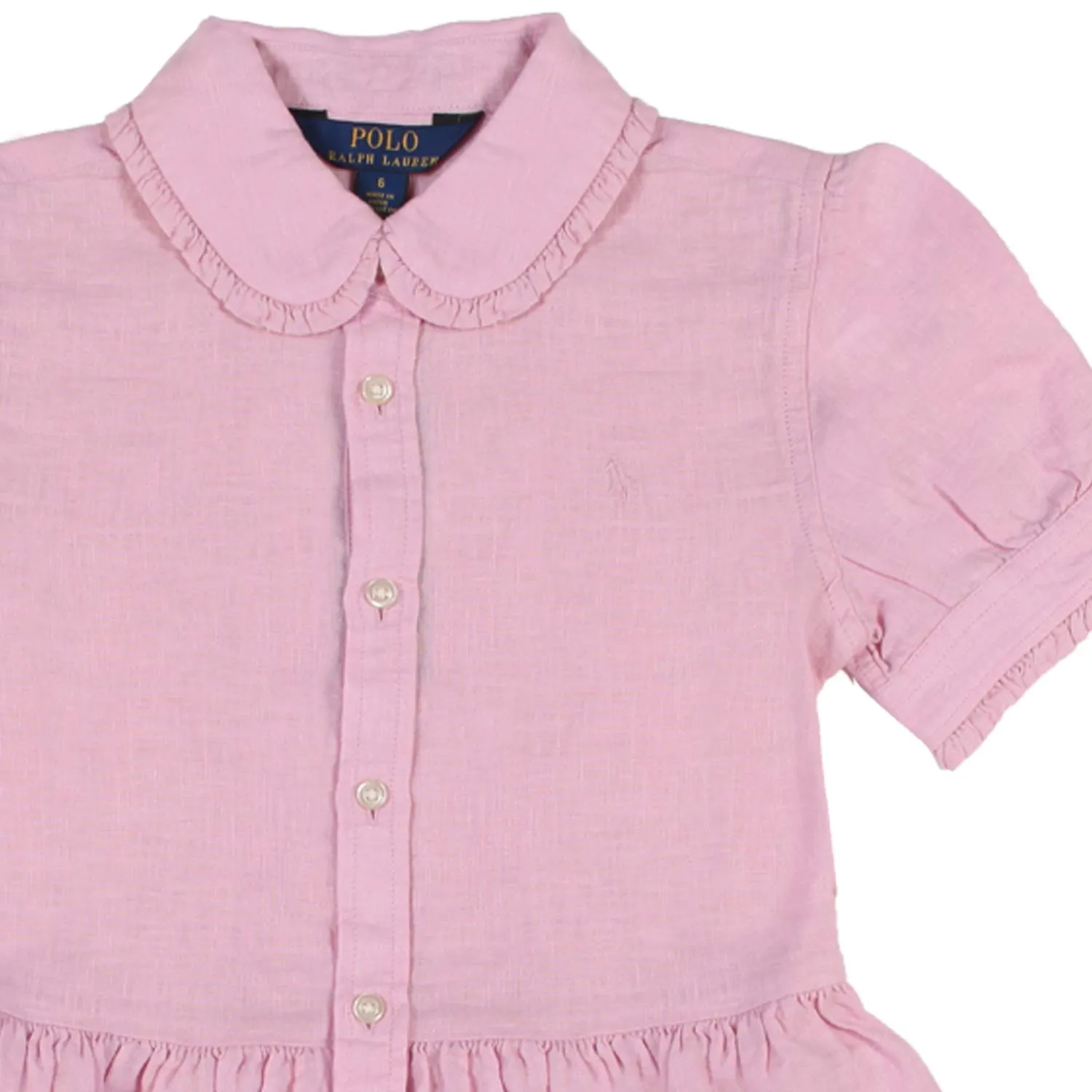 Ralph Lauren Pink Linen Chemisier Dress For Girls