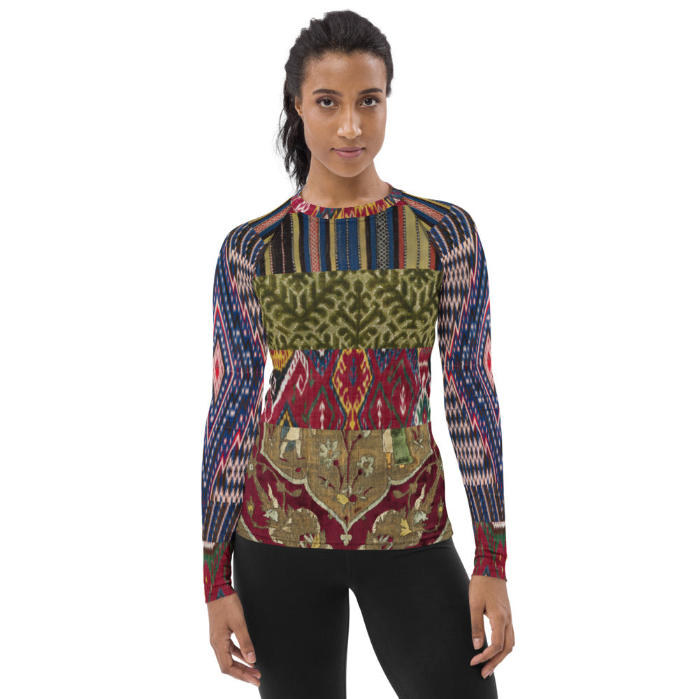 Red Melange Fashion Rashguard Top