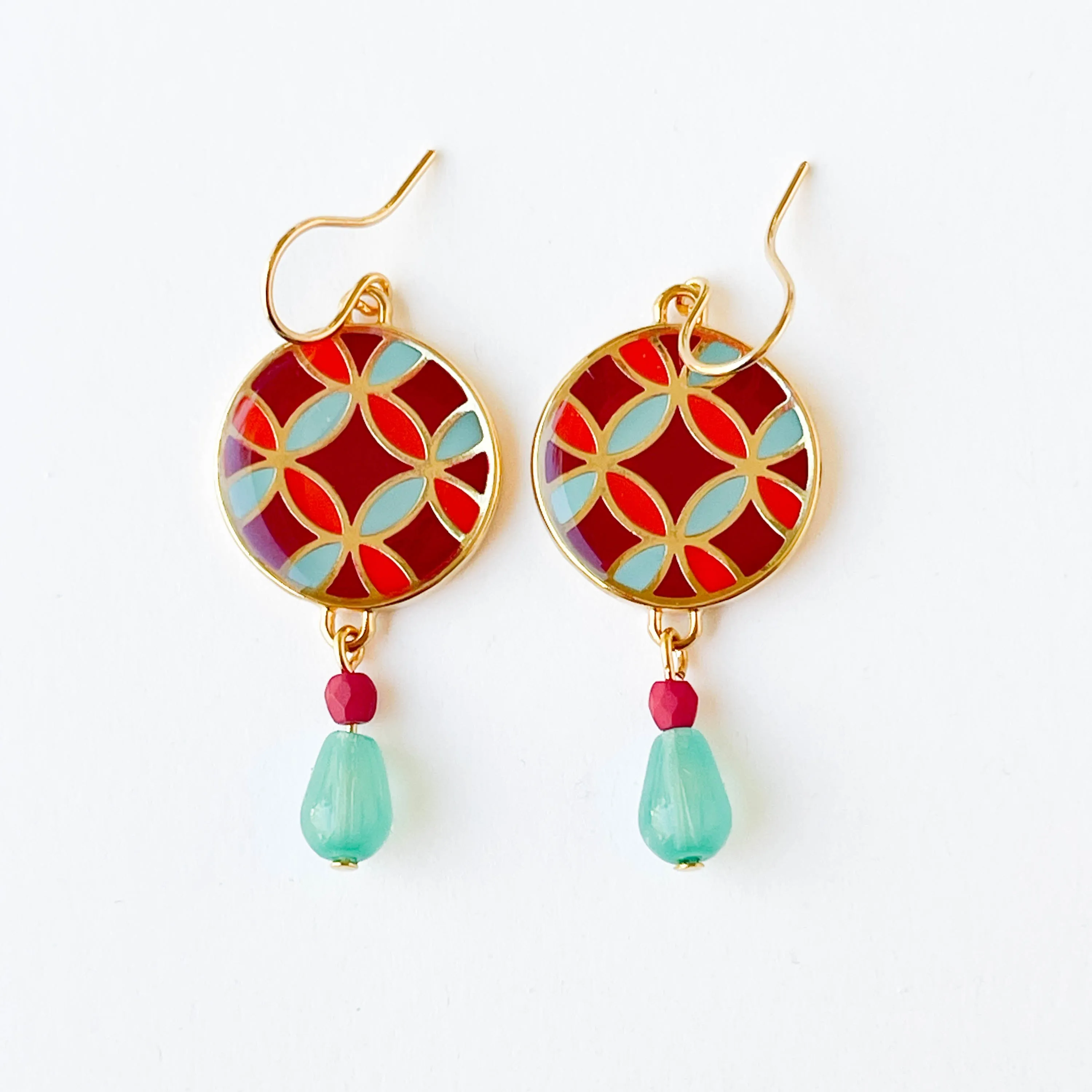 Red Mid-Century Style Earrings