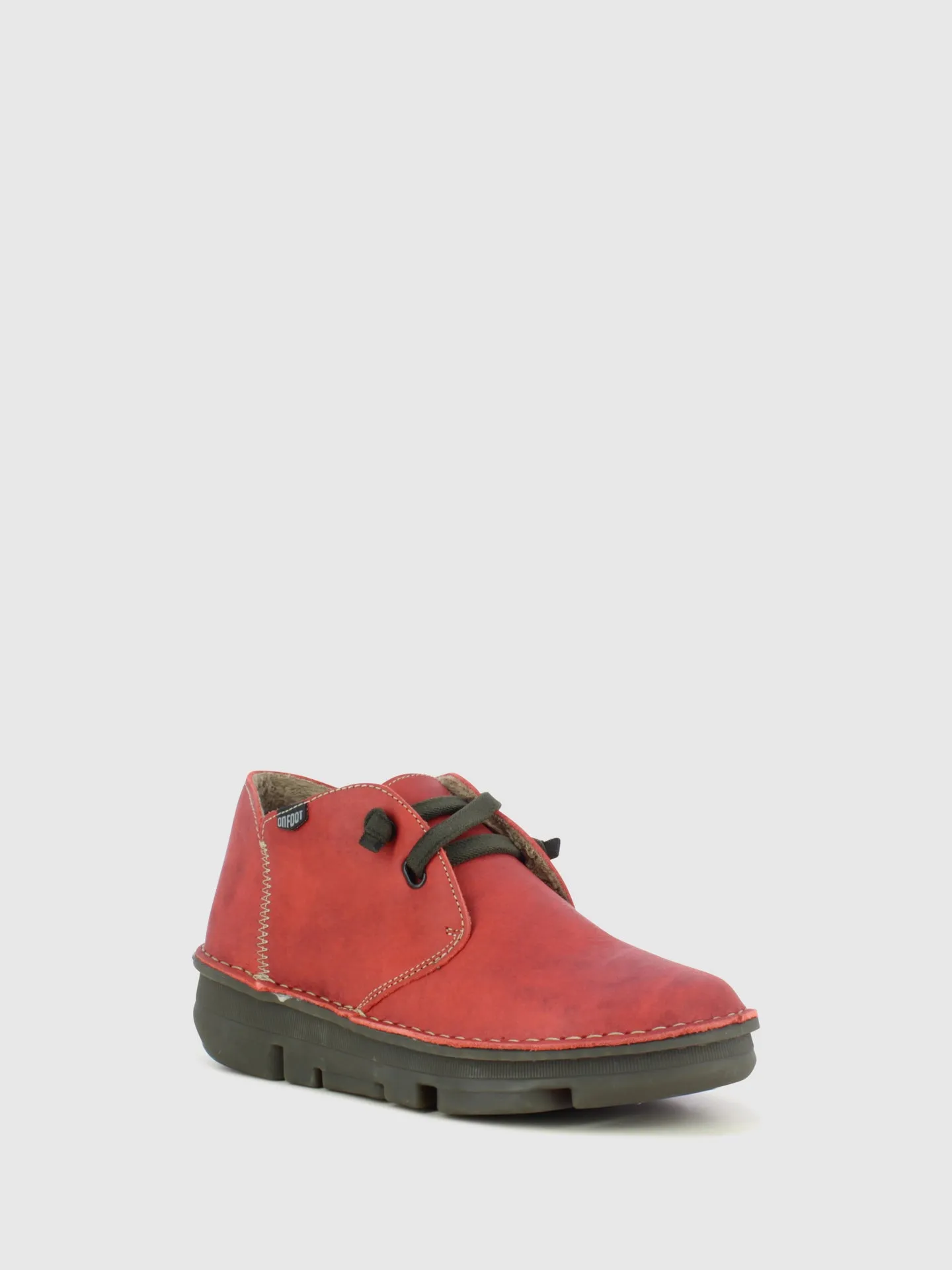 Red Round Toe Ankle Boots