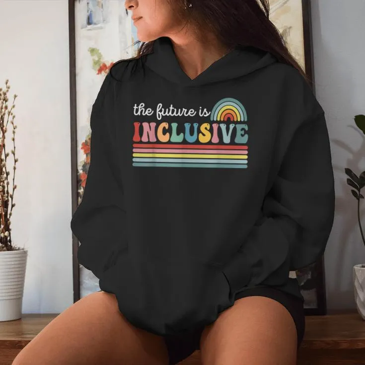 Retro Autism Awareness The Future Is Inclusive Teacher Women Hoodie