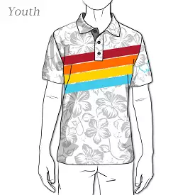 Retro Stripes - OGA Youth Polo - White