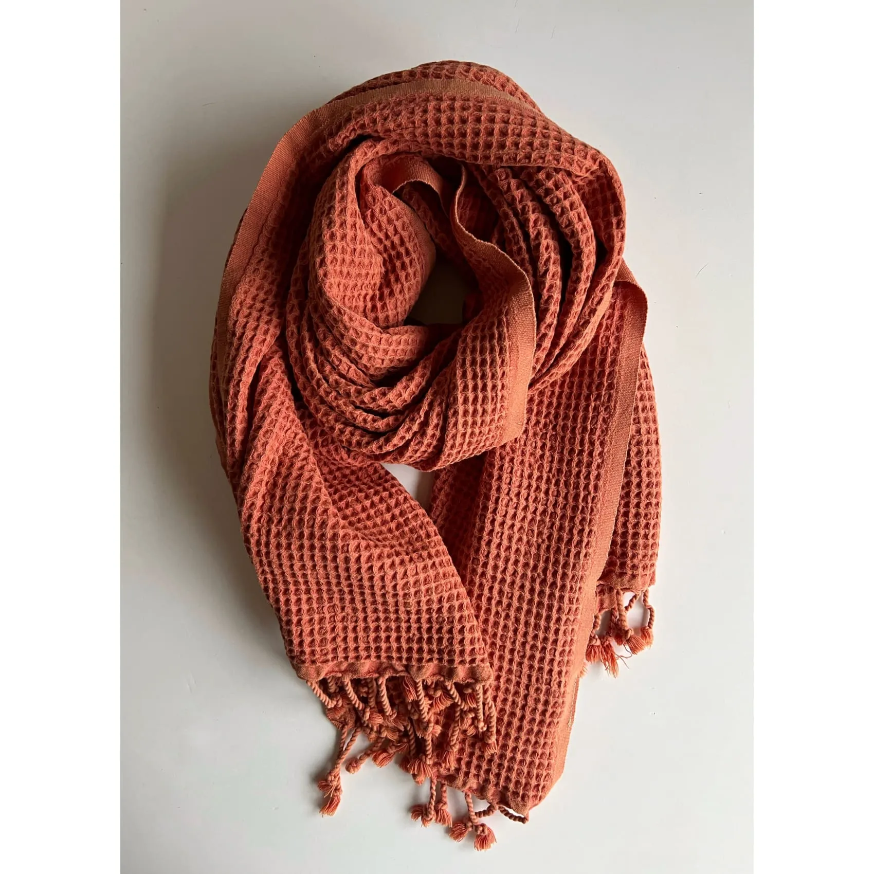 Rulo -  Cotton Waffle Scarf- Umber