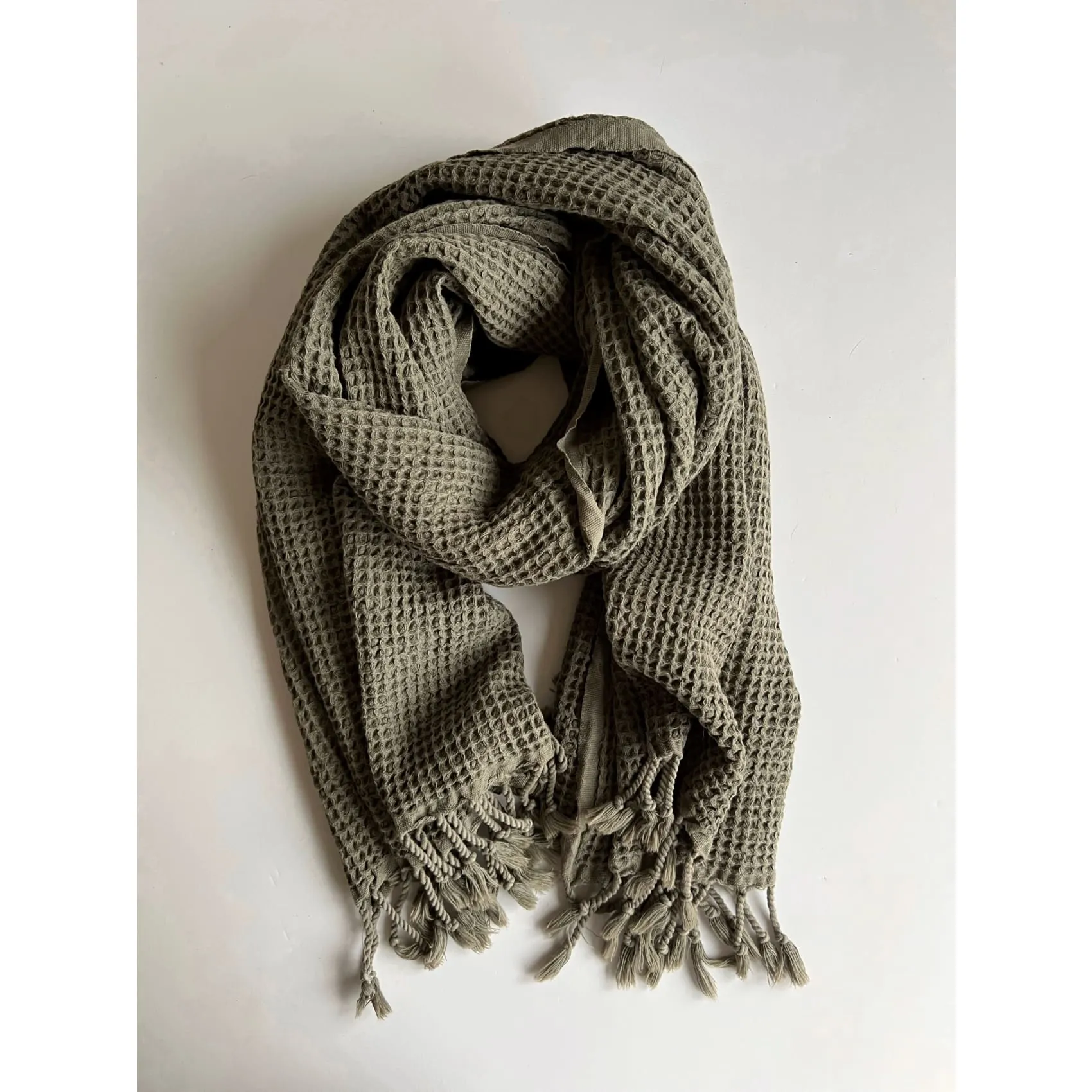 Rulo -  Cotton Waffle Scarf- Umber