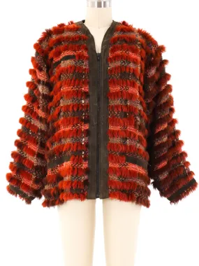 Rust Knit Fur Jacket