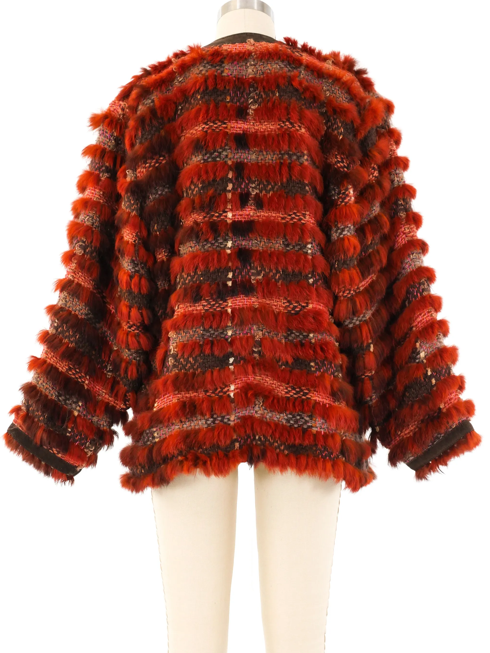 Rust Knit Fur Jacket