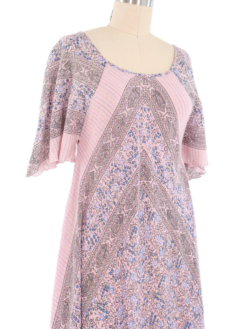 Scarf Print Cotton Caftan Dress