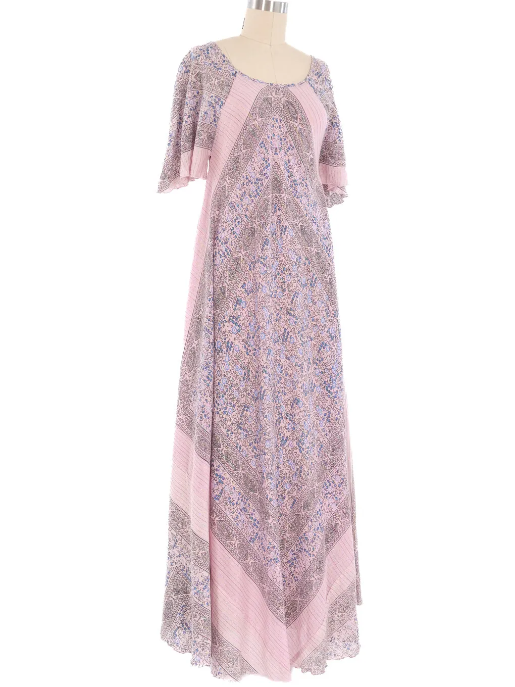 Scarf Print Cotton Caftan Dress