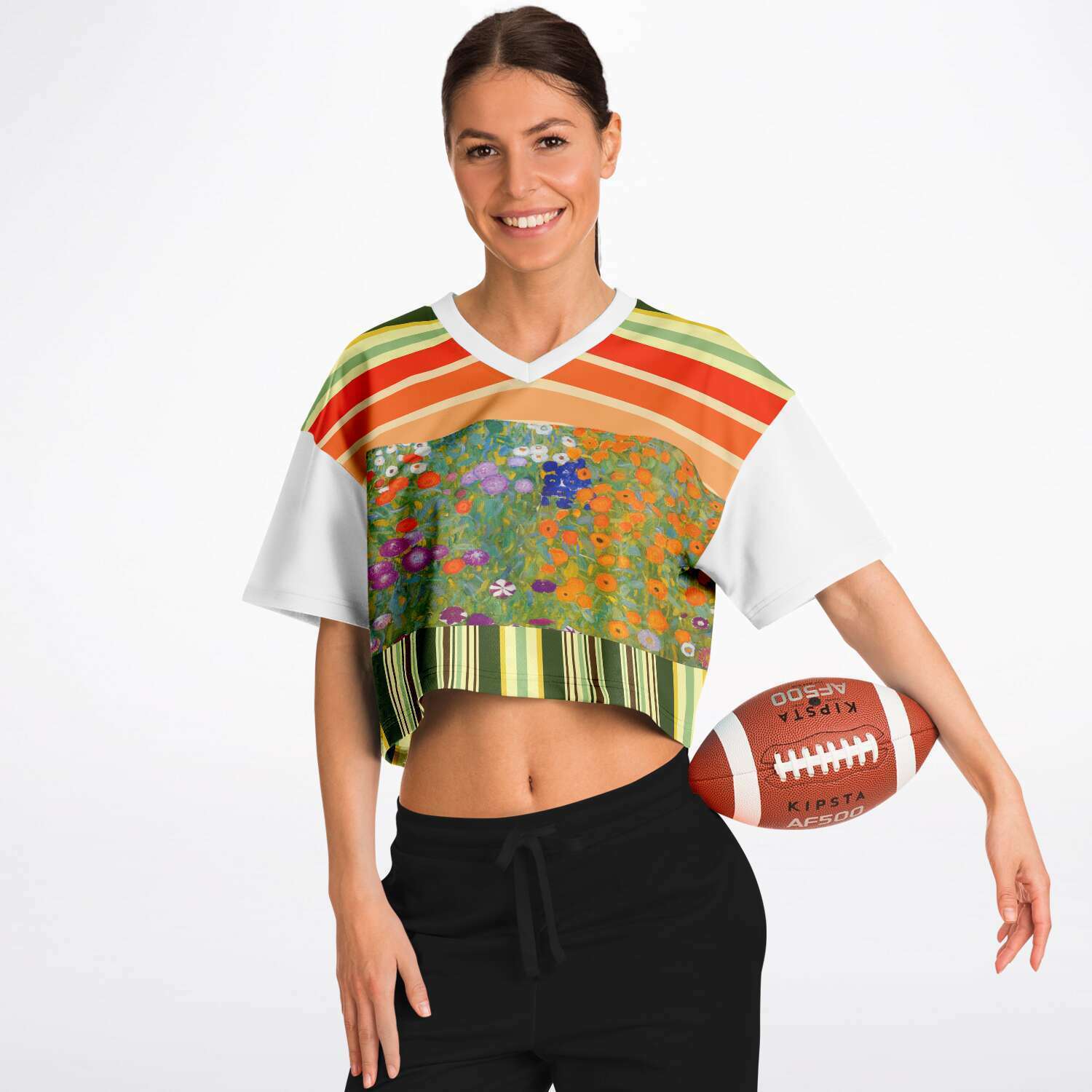 Secret Garden Floral Striped Crop Jersey