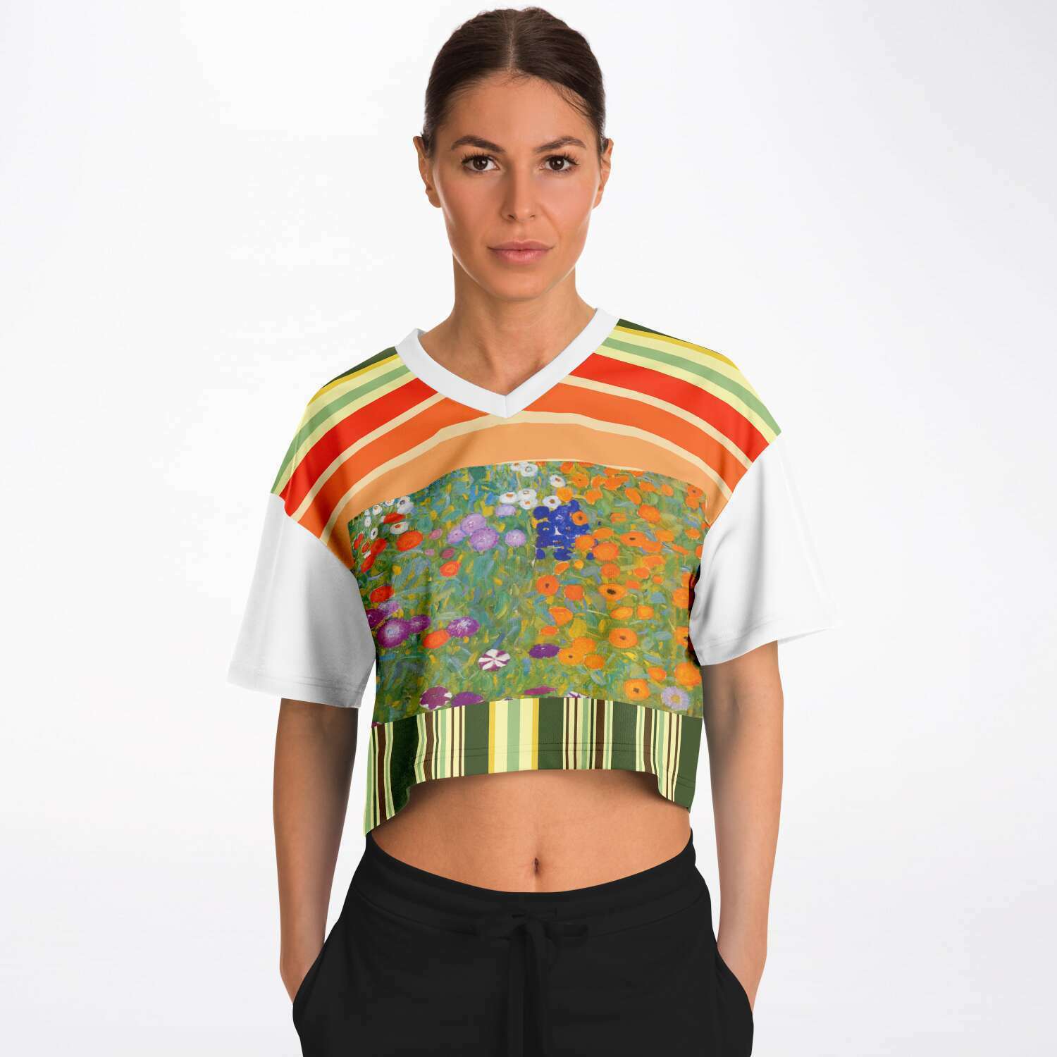 Secret Garden Floral Striped Crop Jersey