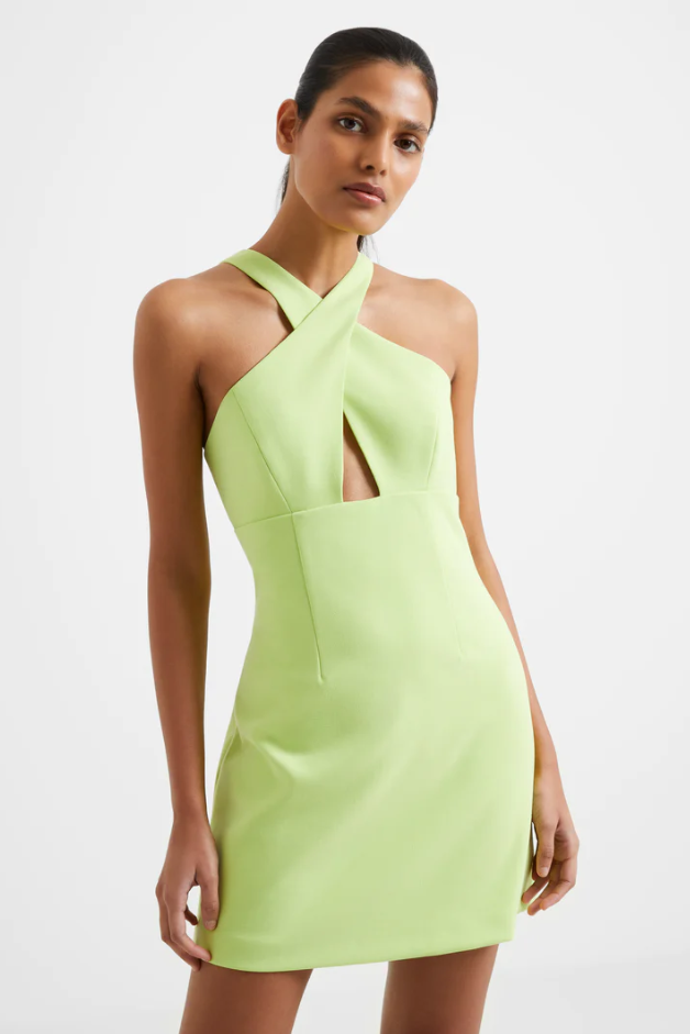 Sharp Green Whisper Ruth Crossover Neck Dress