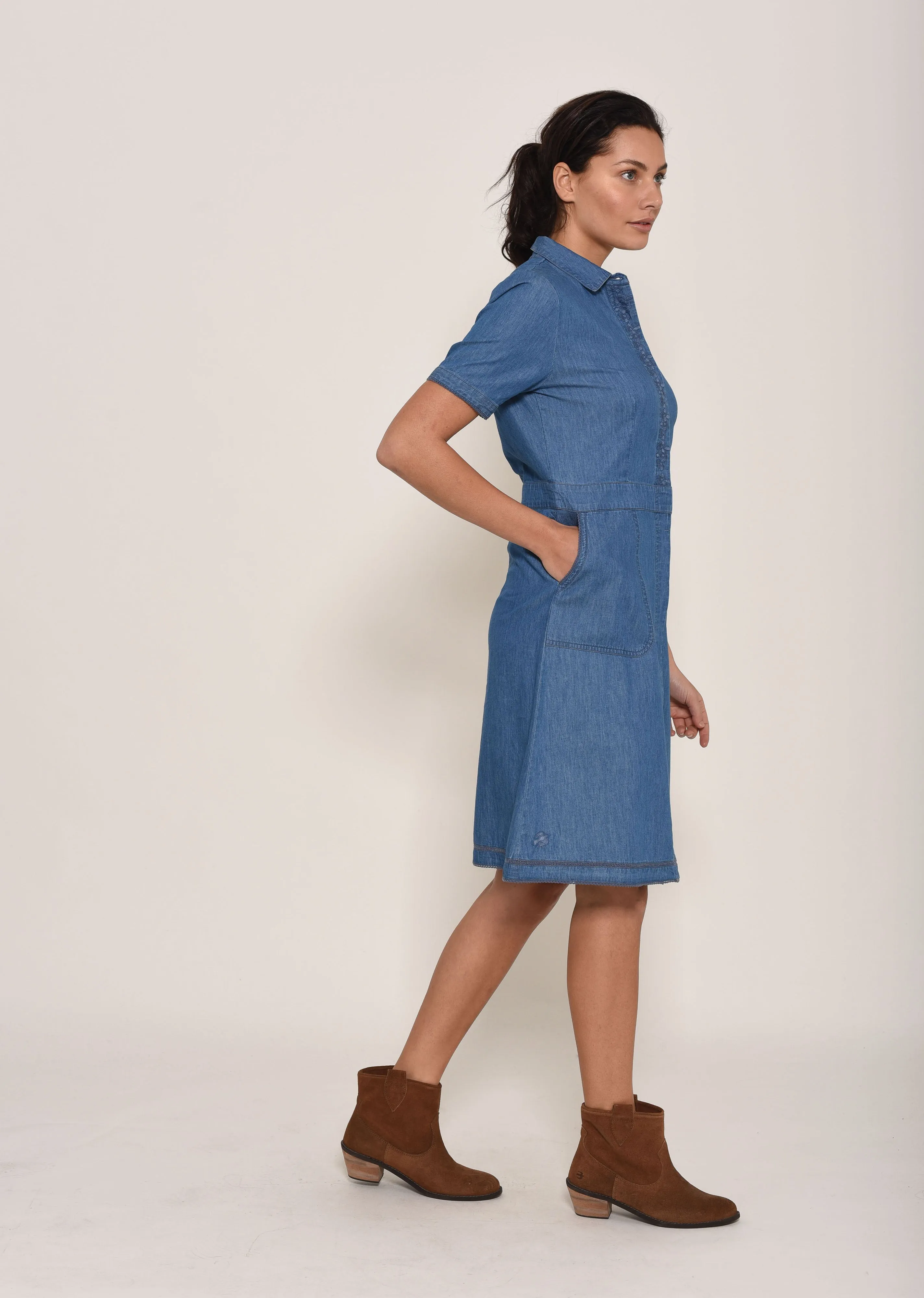 Short Sleeve Denim Dress