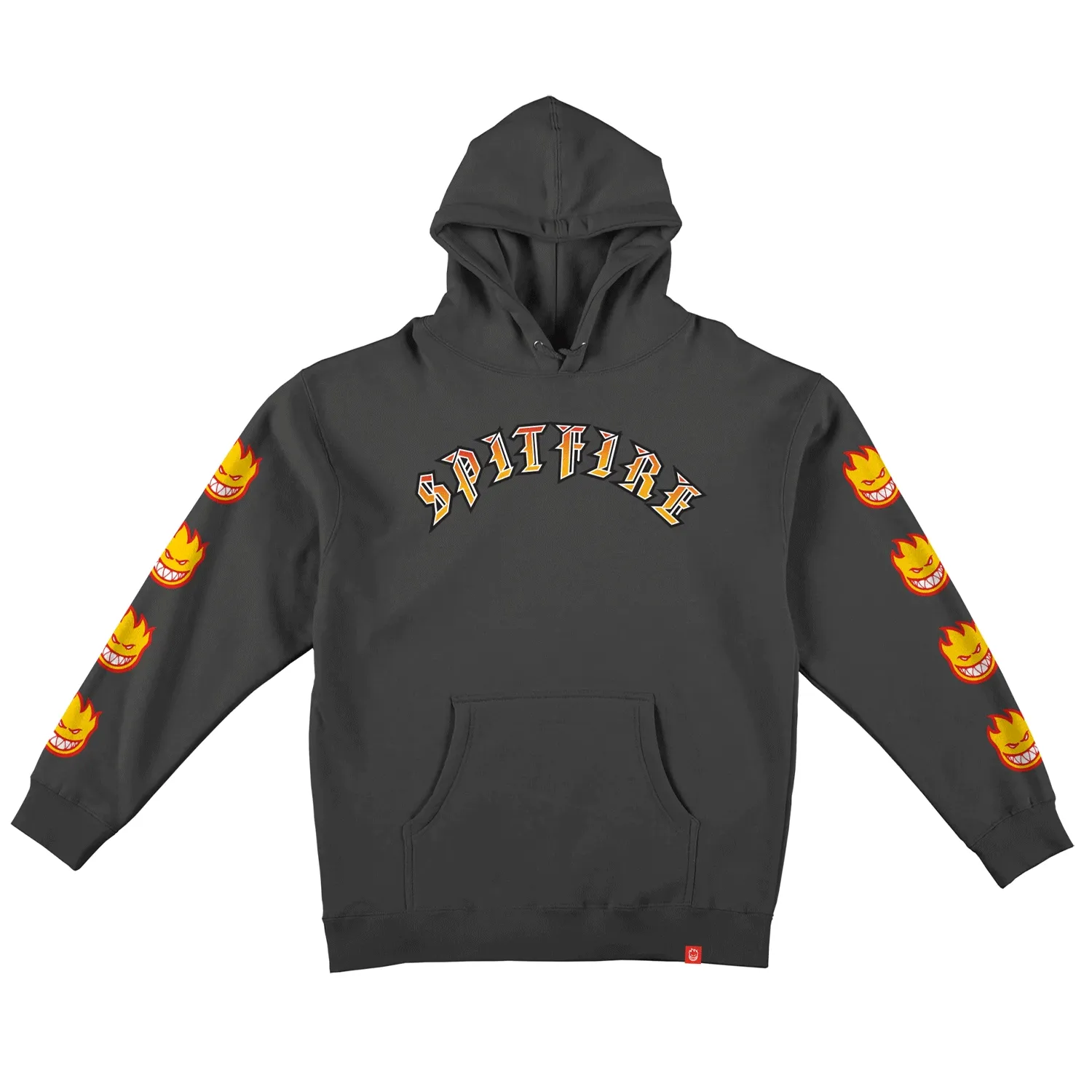 SPITFIRE OLD E BIGHEAD FILL SLEEVE HOODIE - CHARCOAL