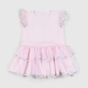 Stella Mccartney Pink Wisteria Dress With Ruffles For Baby Girls