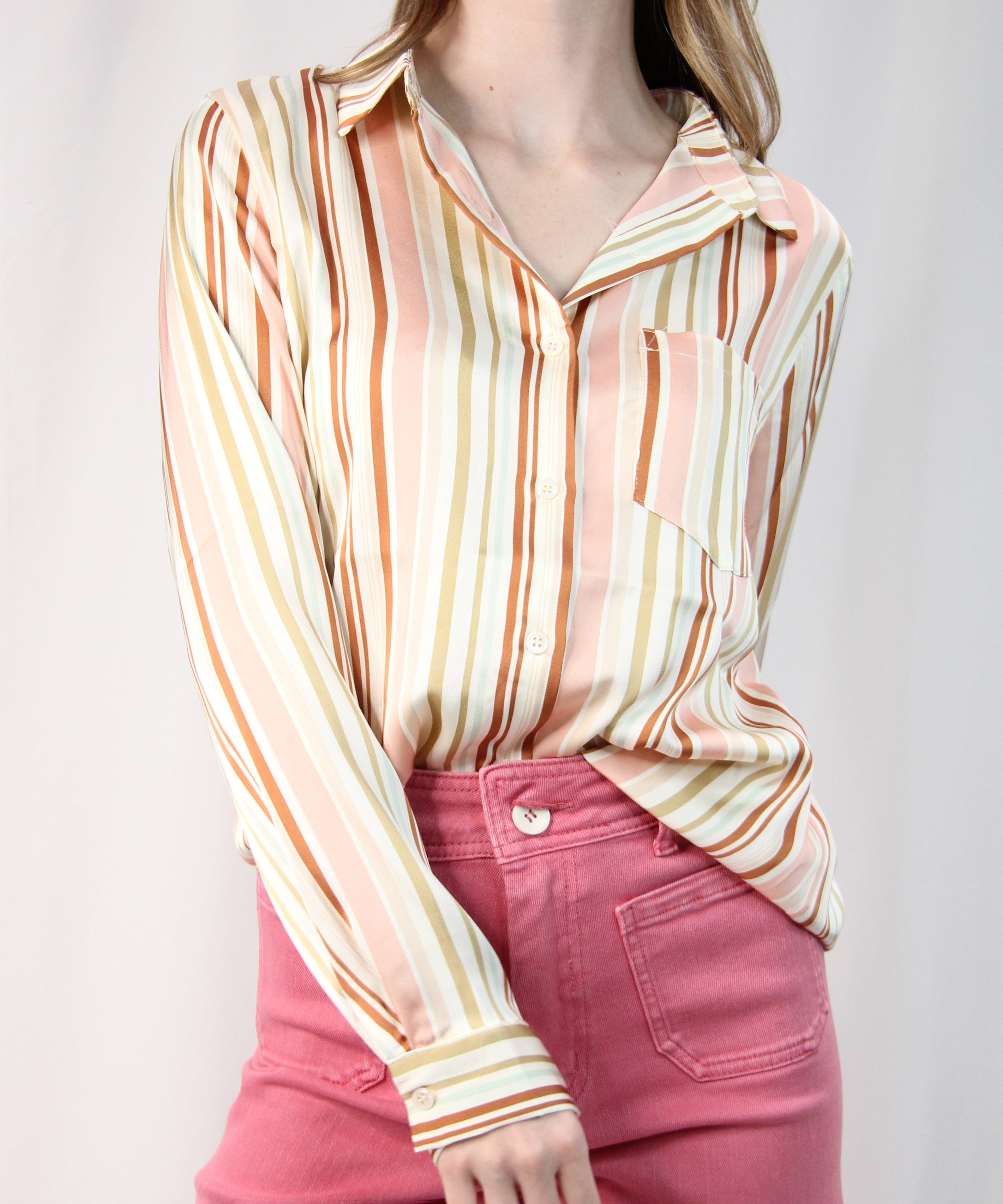 Stripe Buttondown Blouse - Neutral Stripe