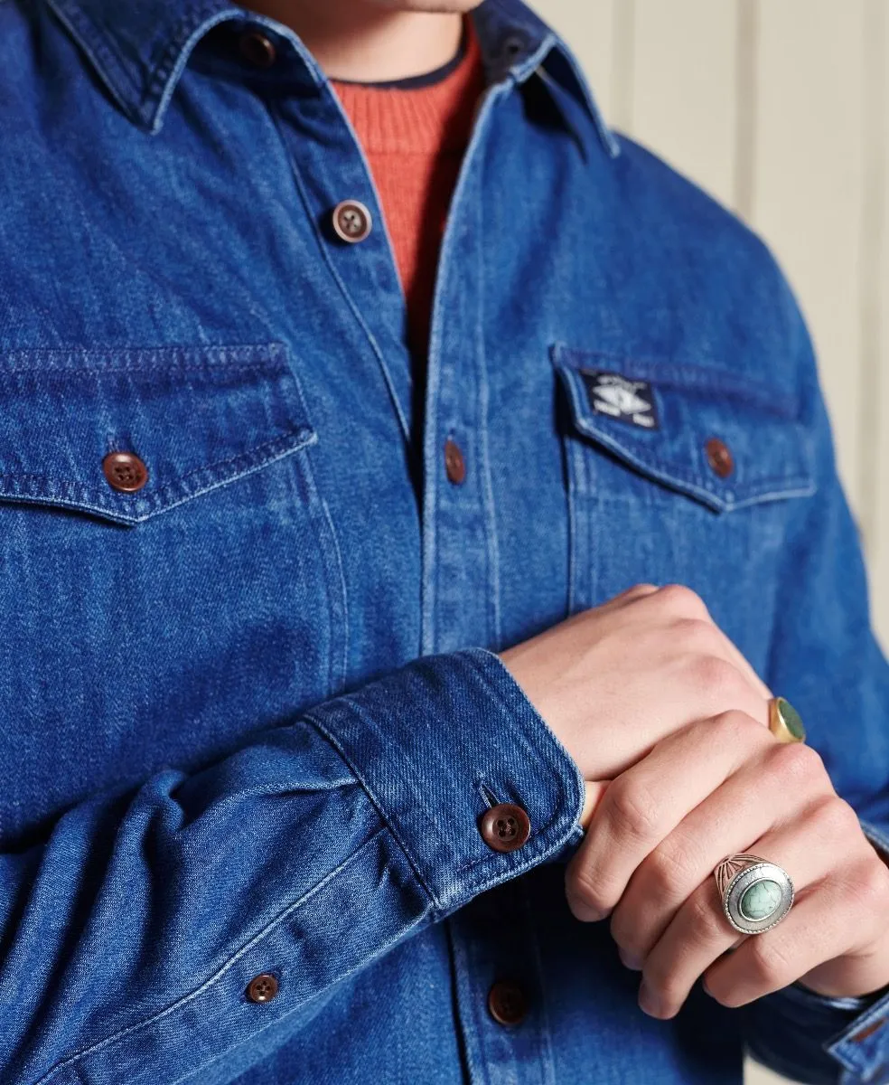 Superdry Work Denim Shirt Mid Blue