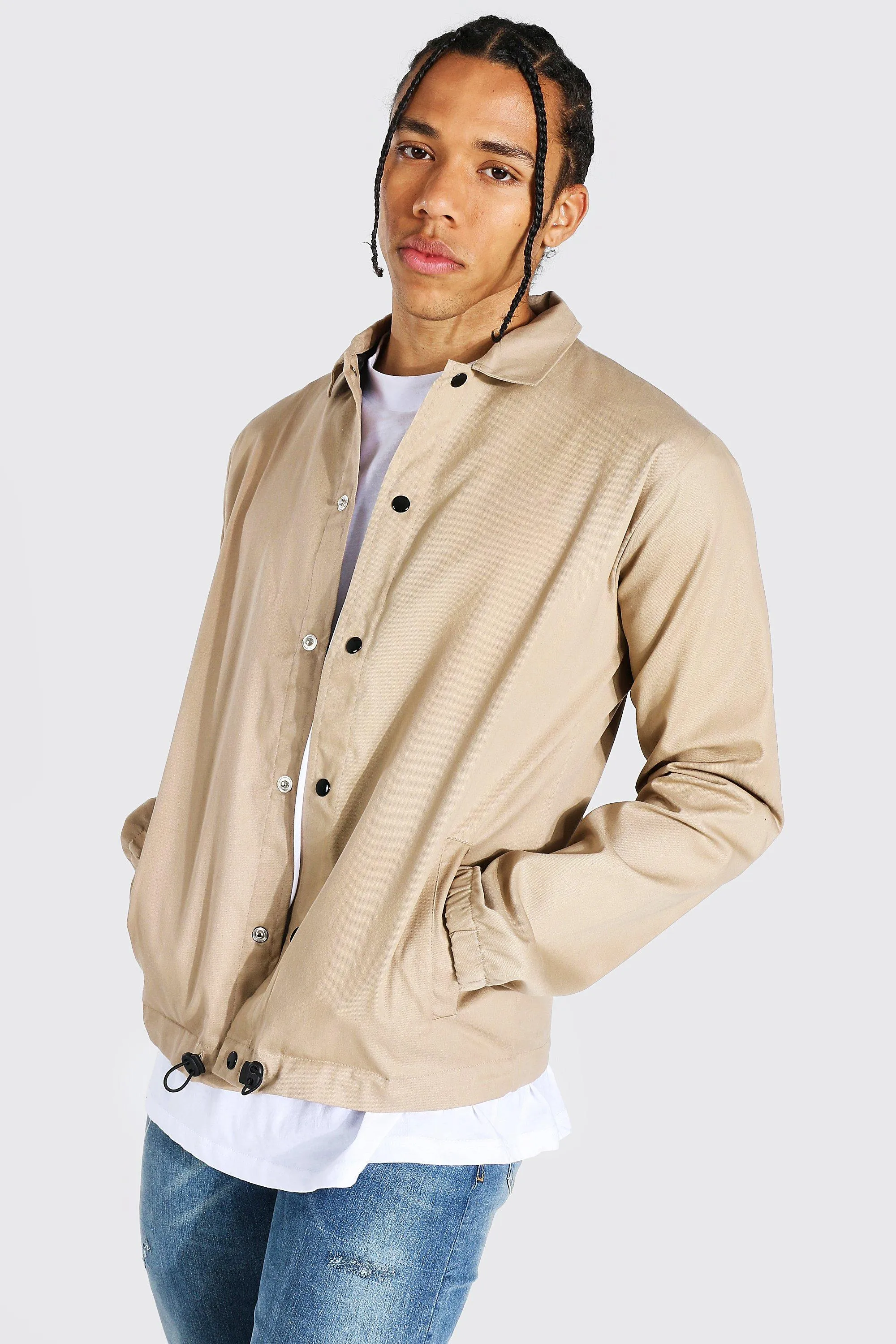 Tall Twill Coach Jacket With Popper Fastening