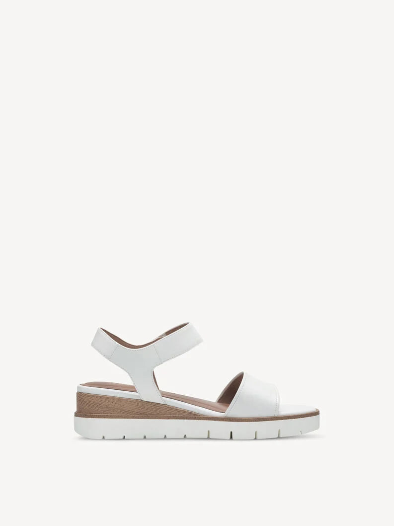 Tamaris Leather Wedge Sandal White