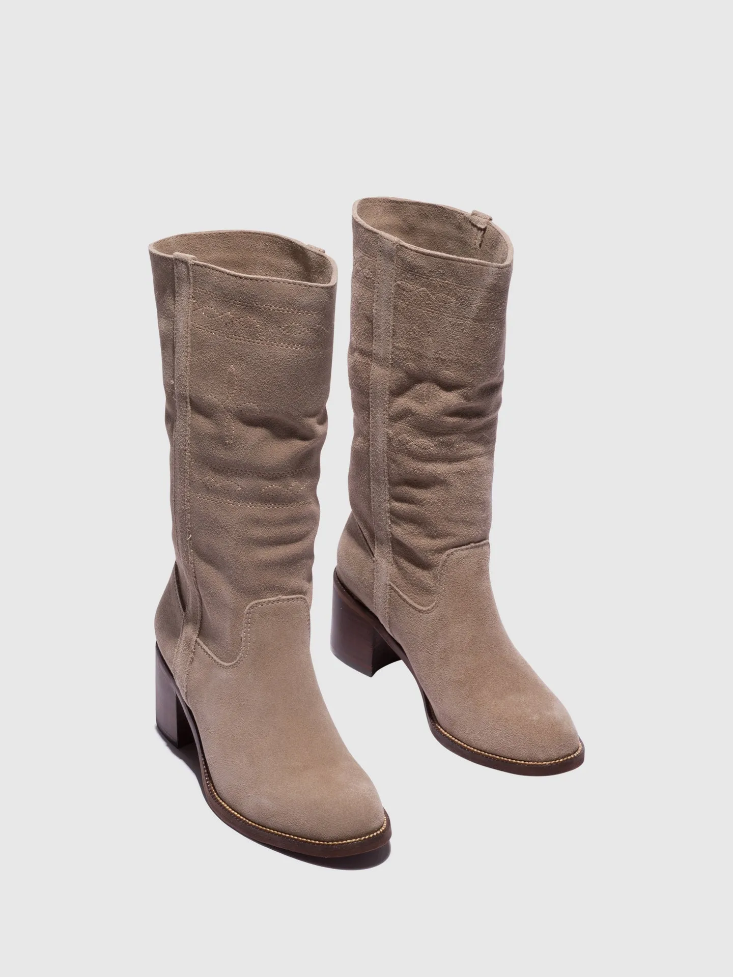 Taupe Round Toe Boots