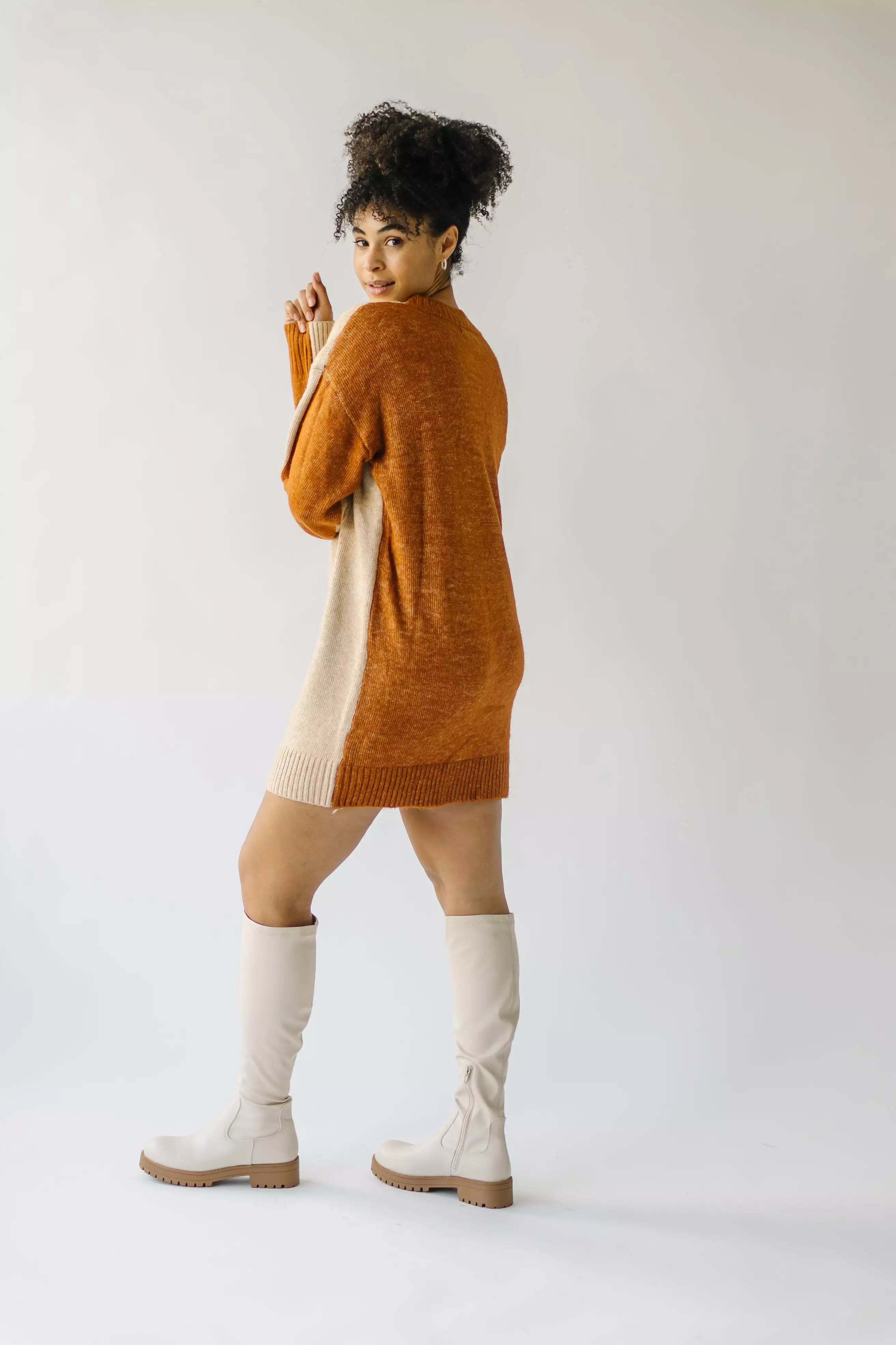 The Sharrow Two Tone Sweater in Sand