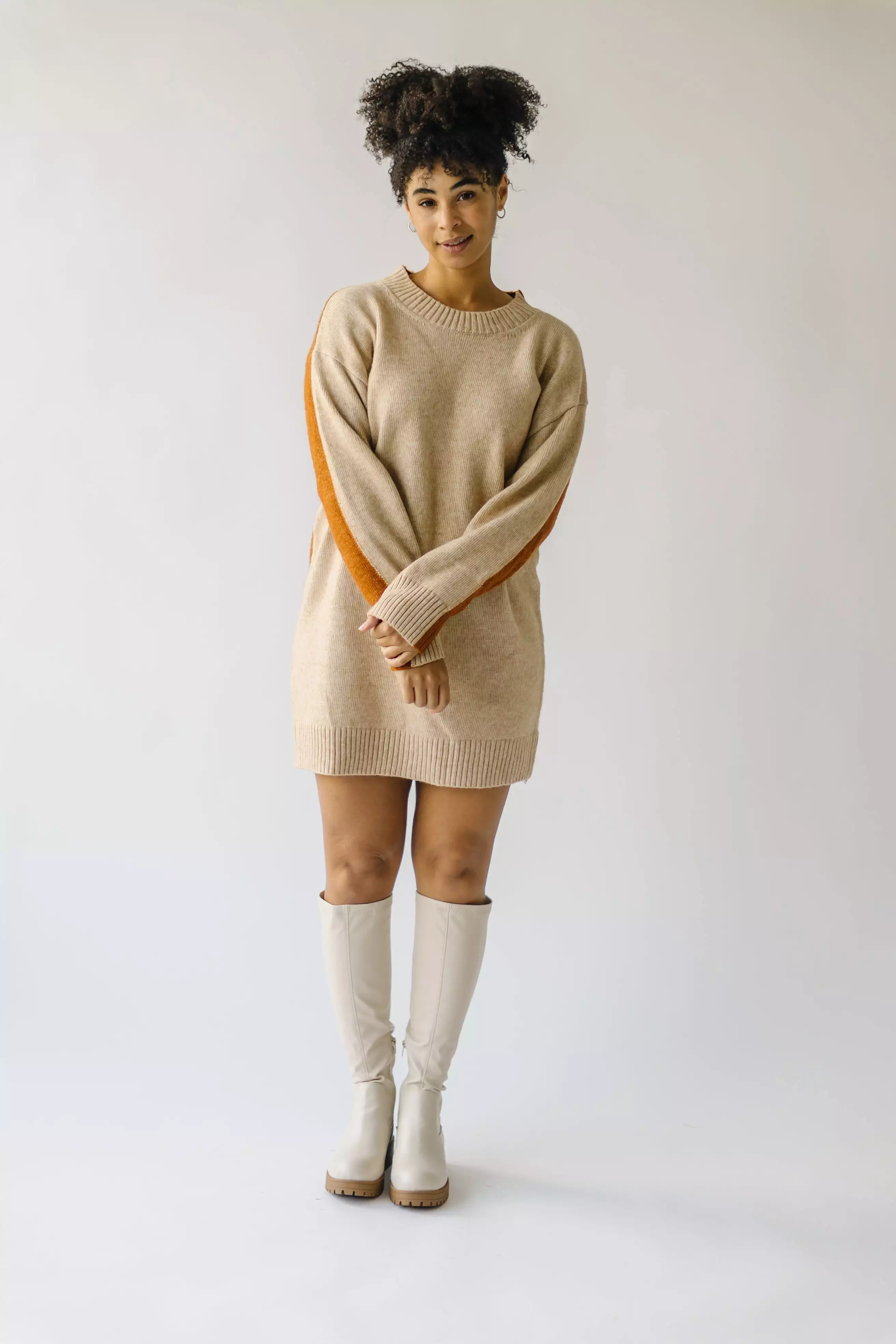 The Sharrow Two Tone Sweater in Sand