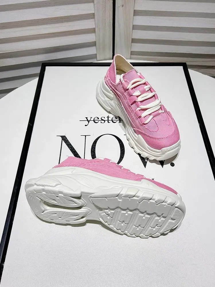 Uncle Jian's niche street-increasing daddy shoes for women ins trendy Korean version pink casual thick-soled sneakers (S0132)