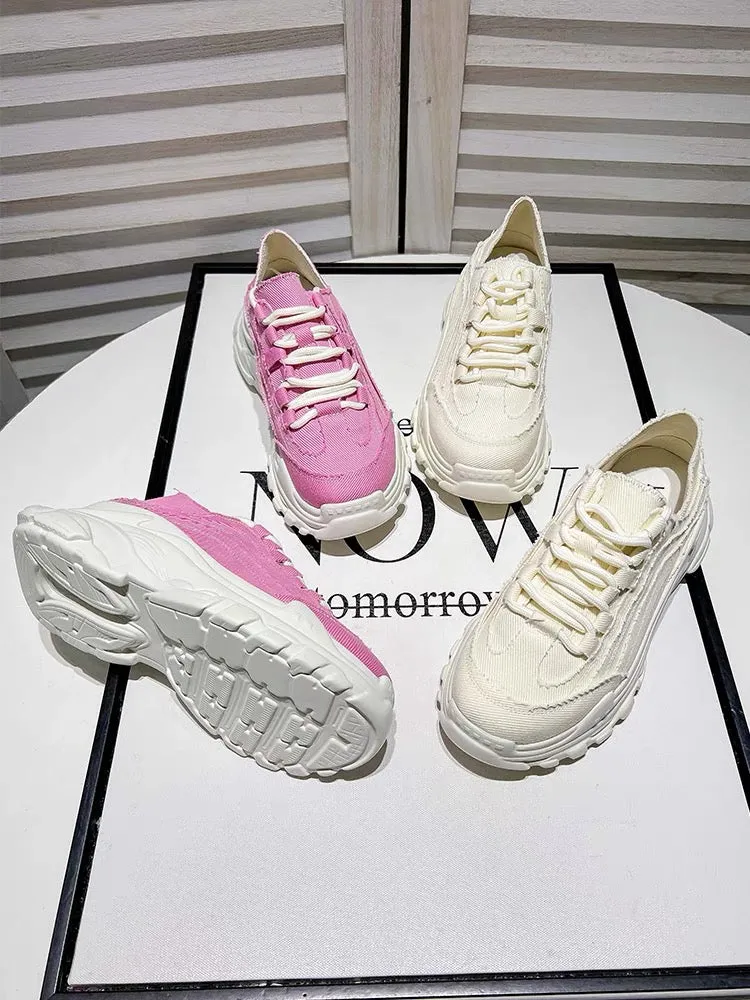 Uncle Jian's niche street-increasing daddy shoes for women ins trendy Korean version pink casual thick-soled sneakers (S0132)