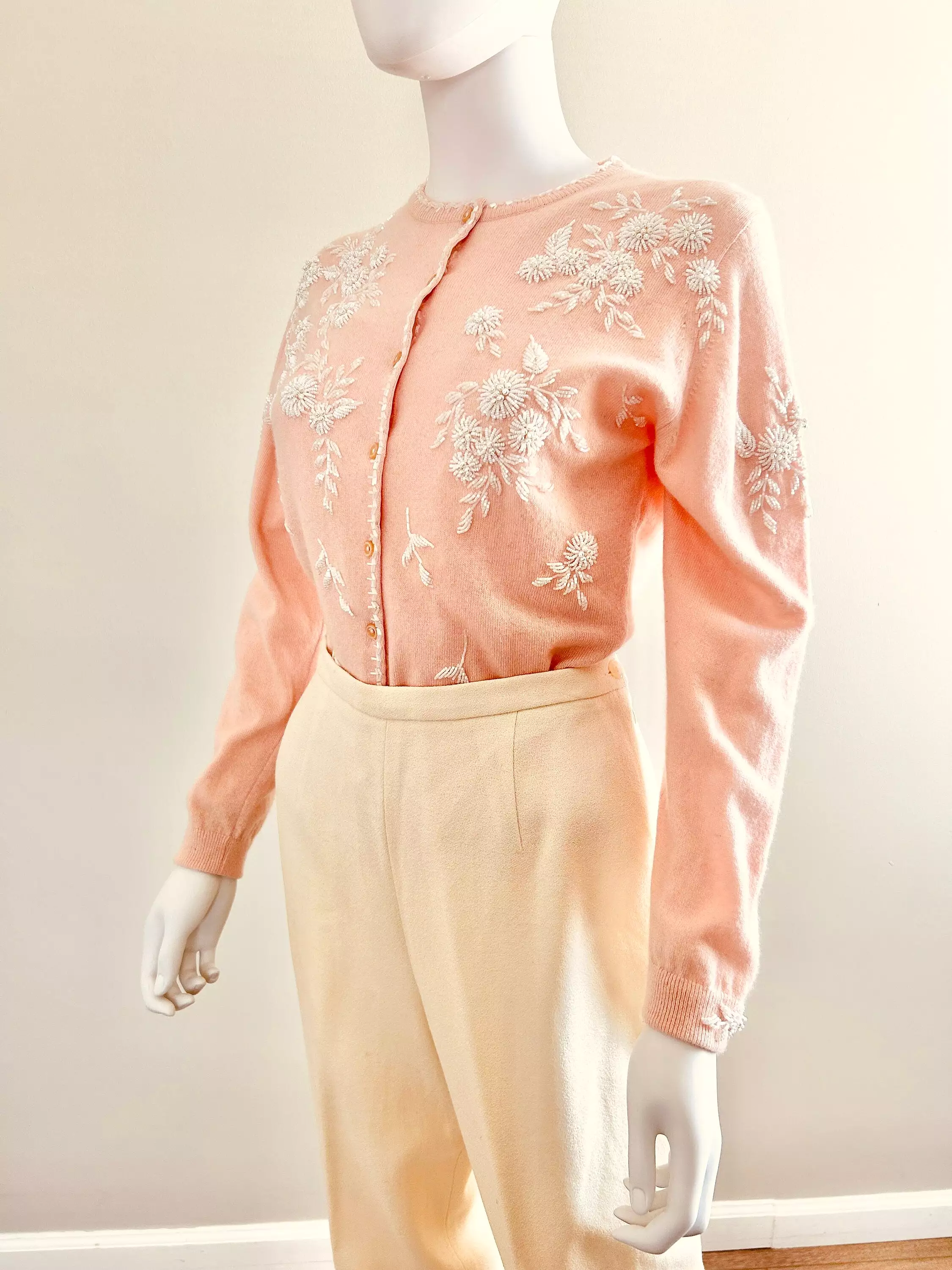 Vintage 1910s Pink Day Dress /Edwardian Cotton Dress / Size S