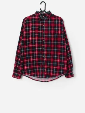 Vintage plaid cord shirt in red, blue and white – Small / Medium