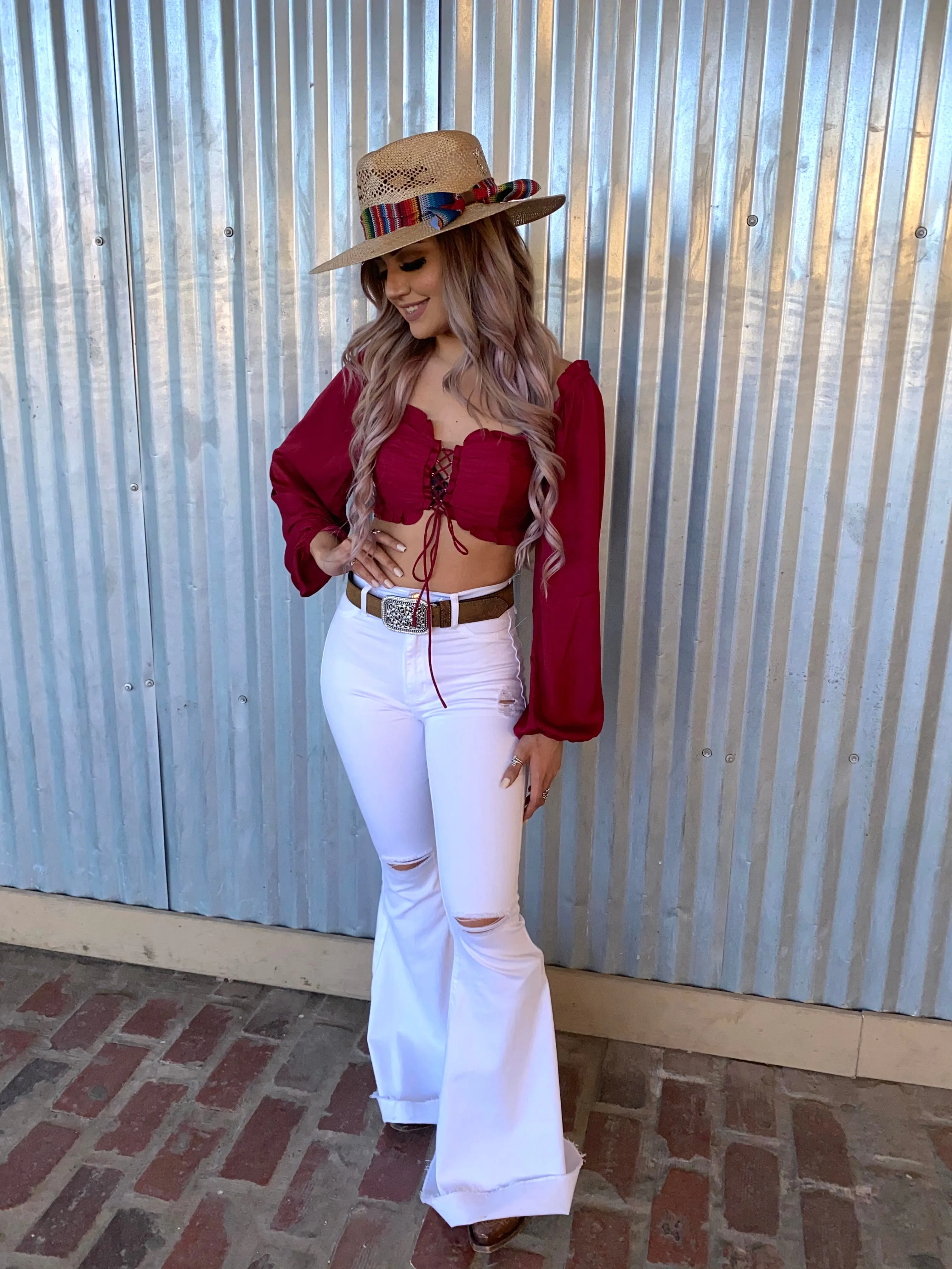 White Stone Bell Bottoms