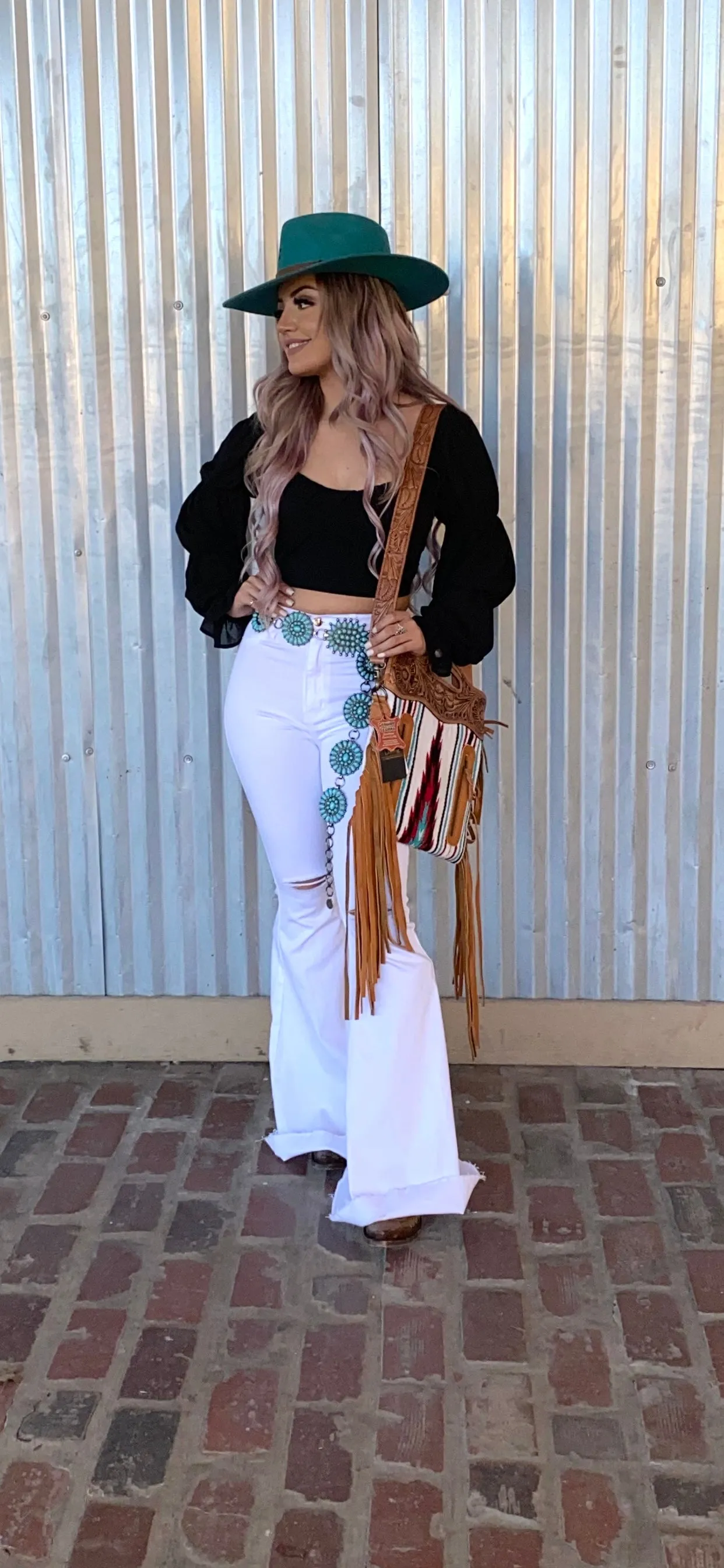 White Stone Bell Bottoms