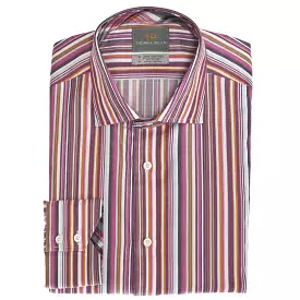 Wine Multi Stripe Button Down Sport Shirt